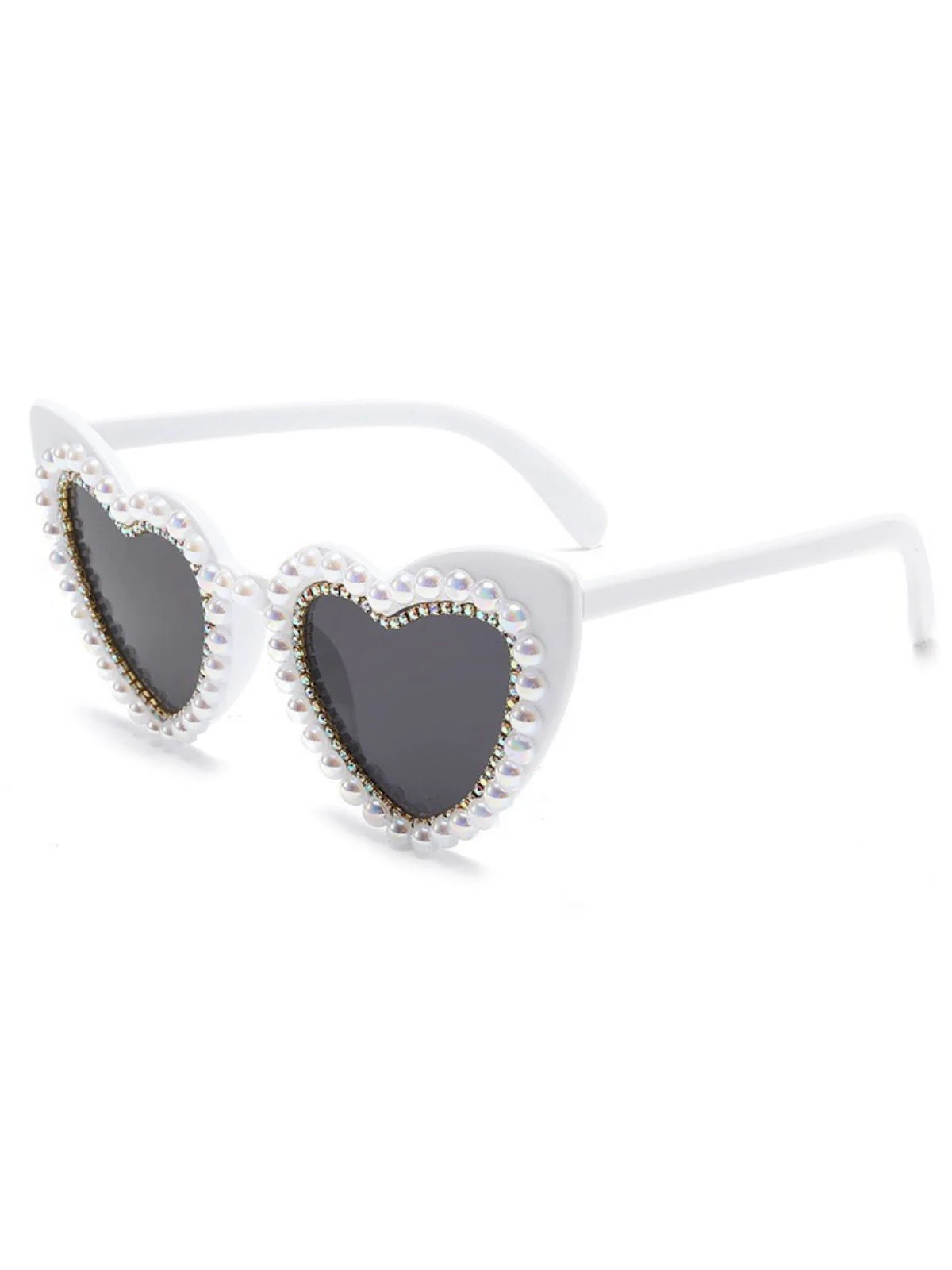 Blassrosa Vintage Strassstein Herzrahmen Sonnenbrille - Image 3