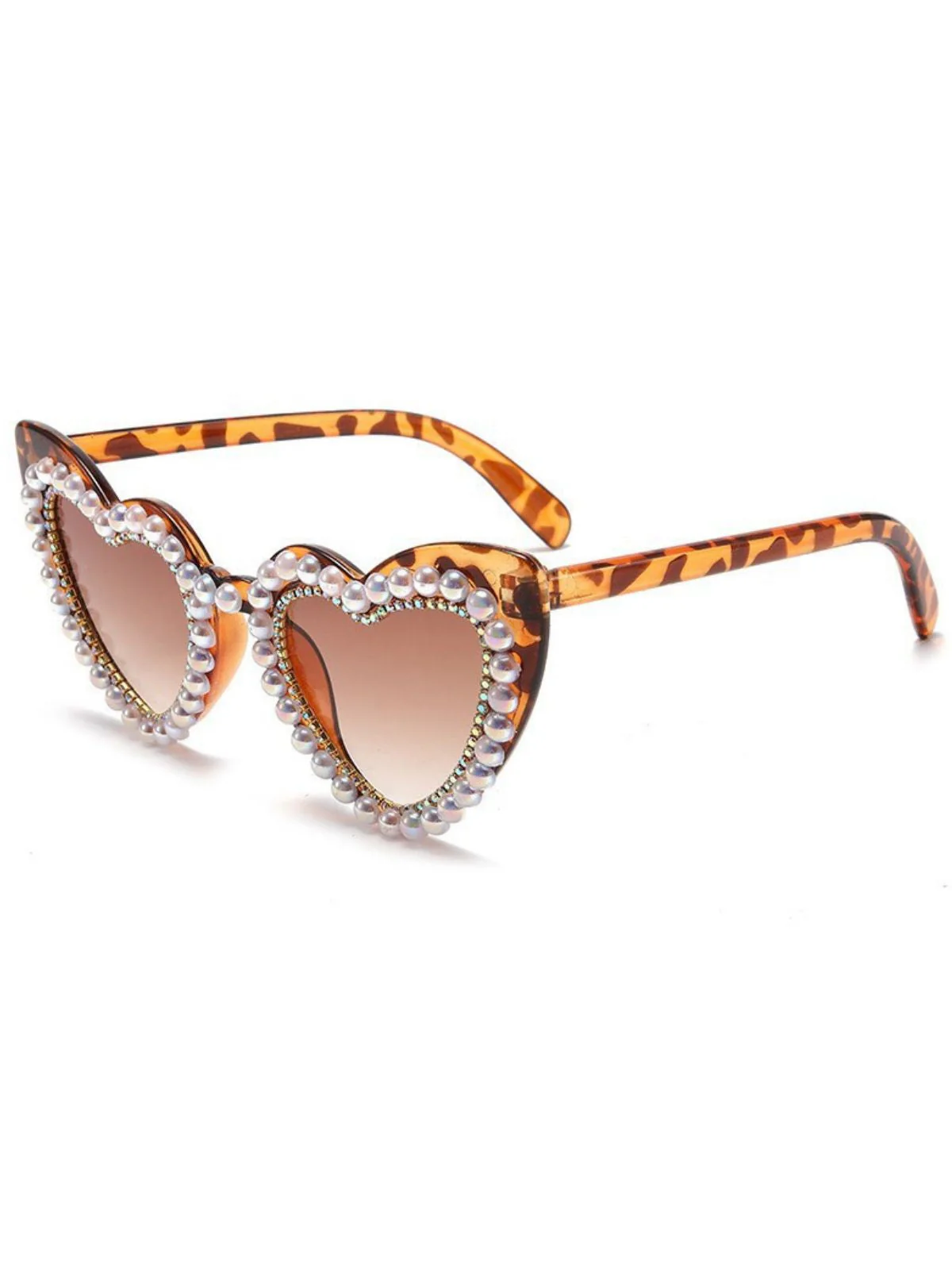 Blassrosa Vintage Strassstein Herzrahmen Sonnenbrille - Image 4