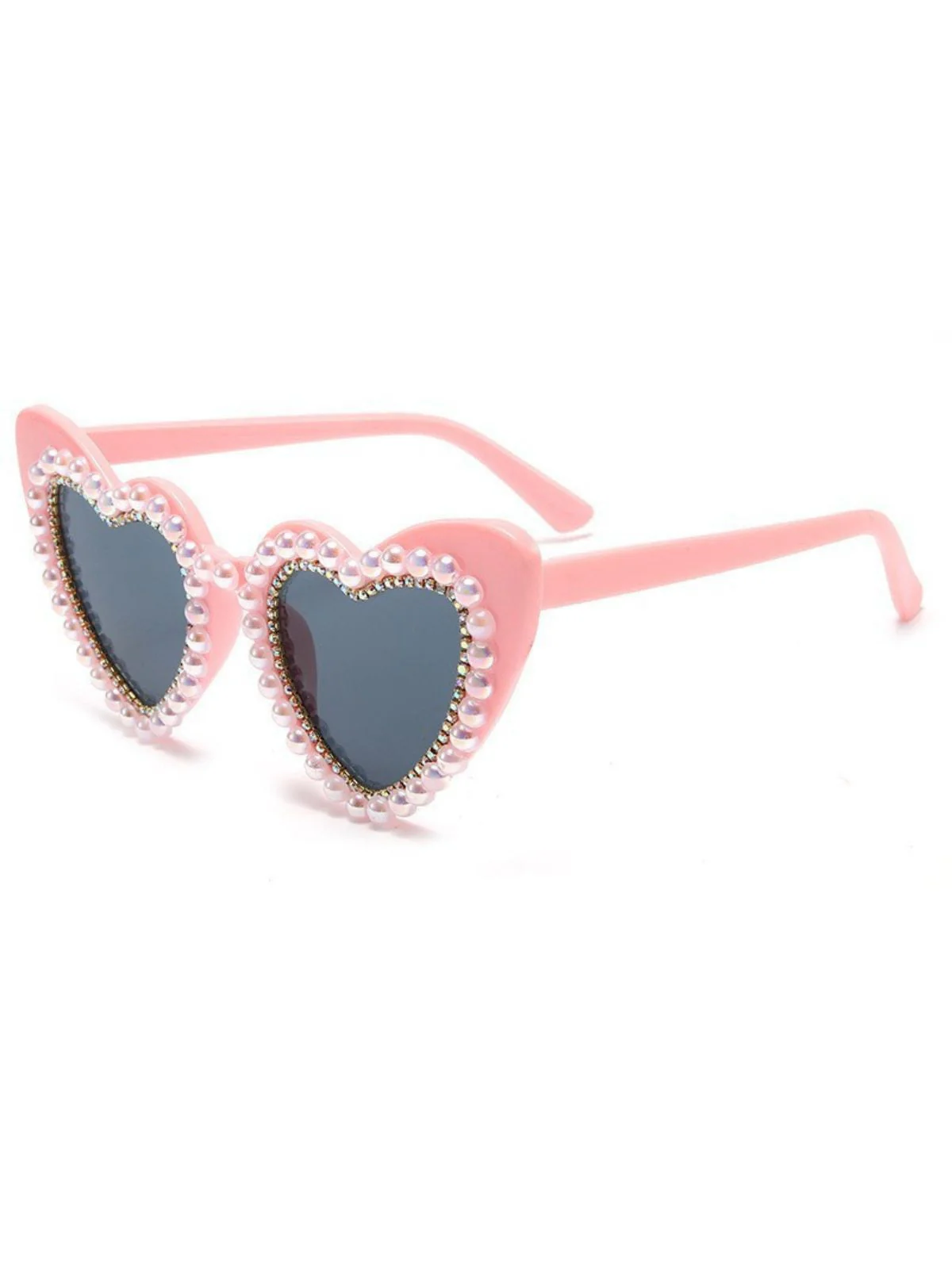 Blassrosa Vintage Strassstein Herzrahmen Sonnenbrille - Image 5