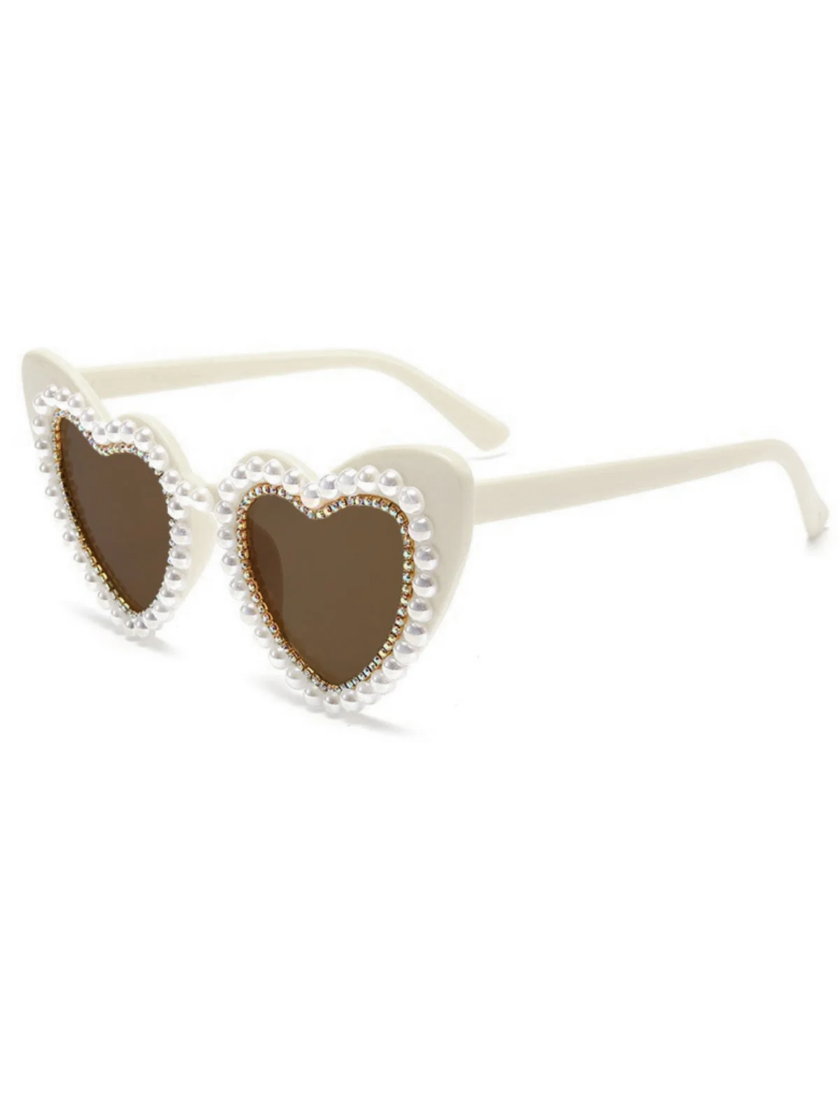 Blassrosa Vintage Strassstein Herzrahmen Sonnenbrille - Image 6