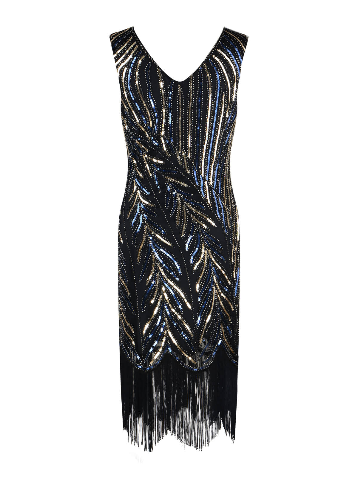 Blau 1920ER FRANSEN PAILLETTEN PARTY KLEID - Image 3