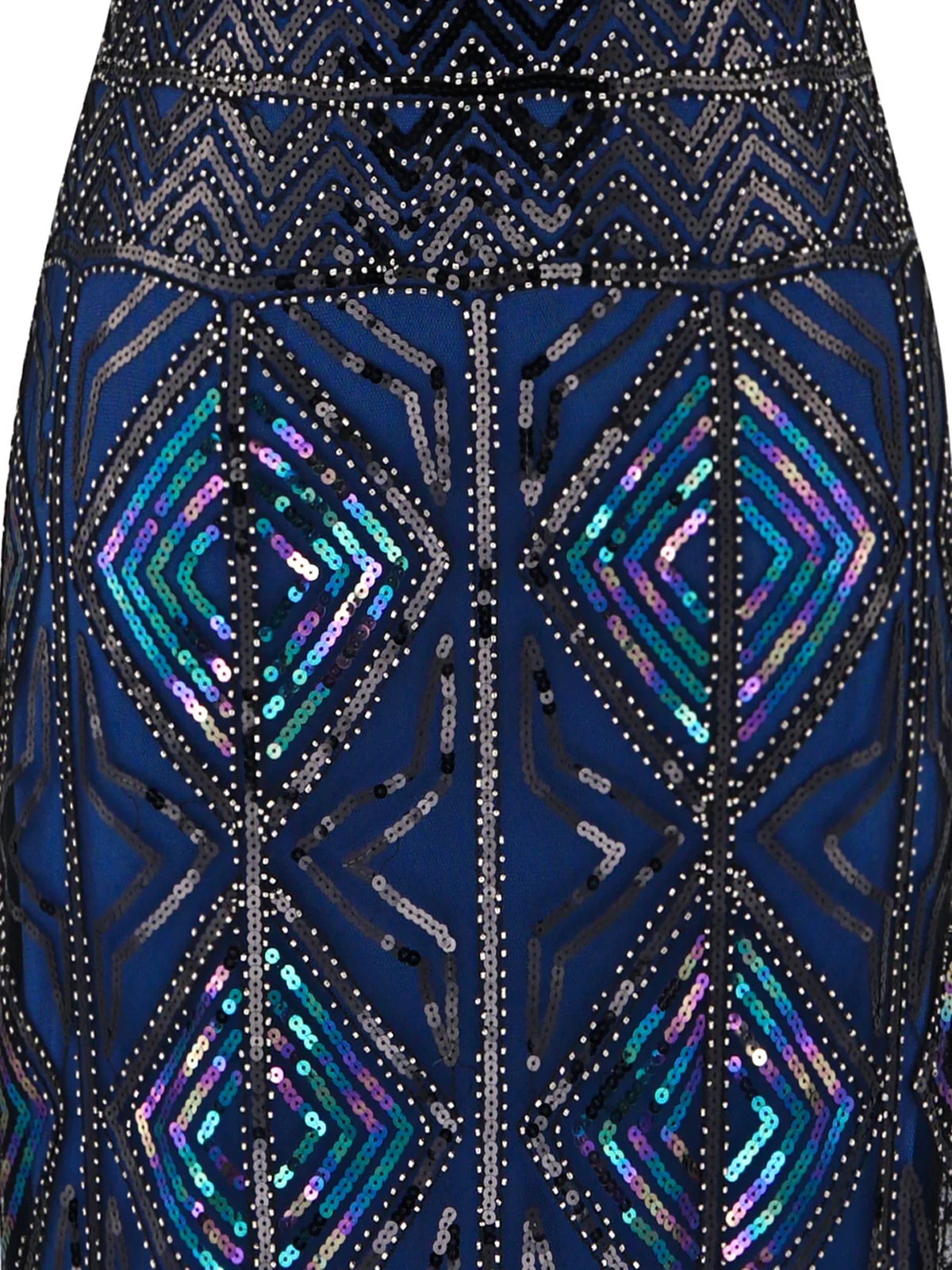 BLAU 1920ER HALBE ÄRMEL PAILLETTEN FRANSEN KLEID - Image 6