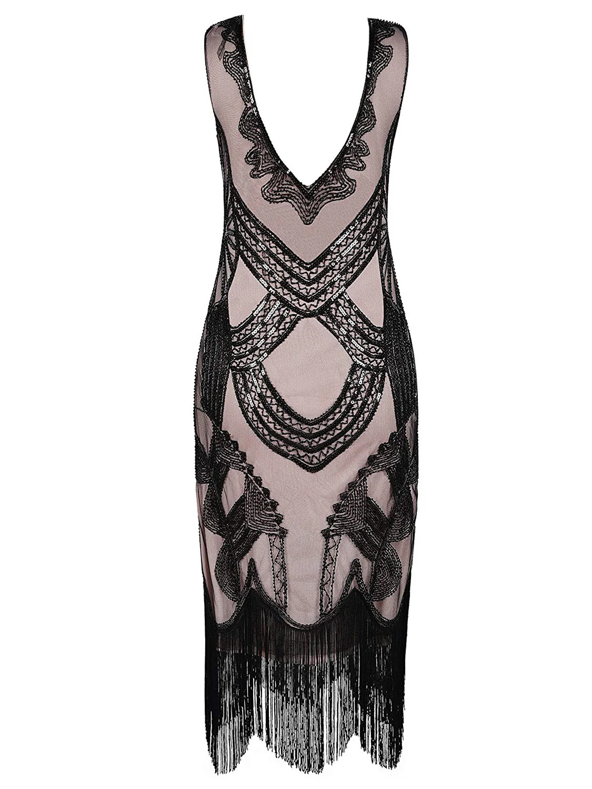1920ER PAILLETTEN VERZIERT PERLEN FRINGE KLEID - Image 3