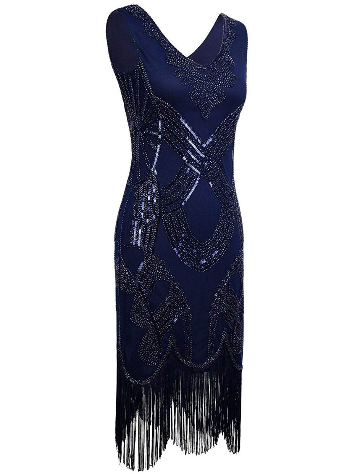 1920ER PAILLETTEN VERZIERT PERLEN FRINGE KLEID - Image 9