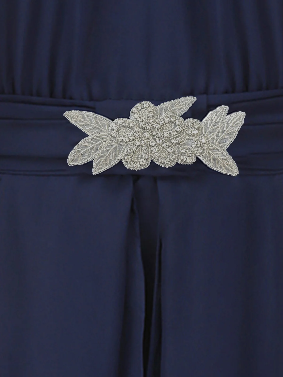 Blau 1920er Spitze Patchwork Strassstein Kleid - Image 7