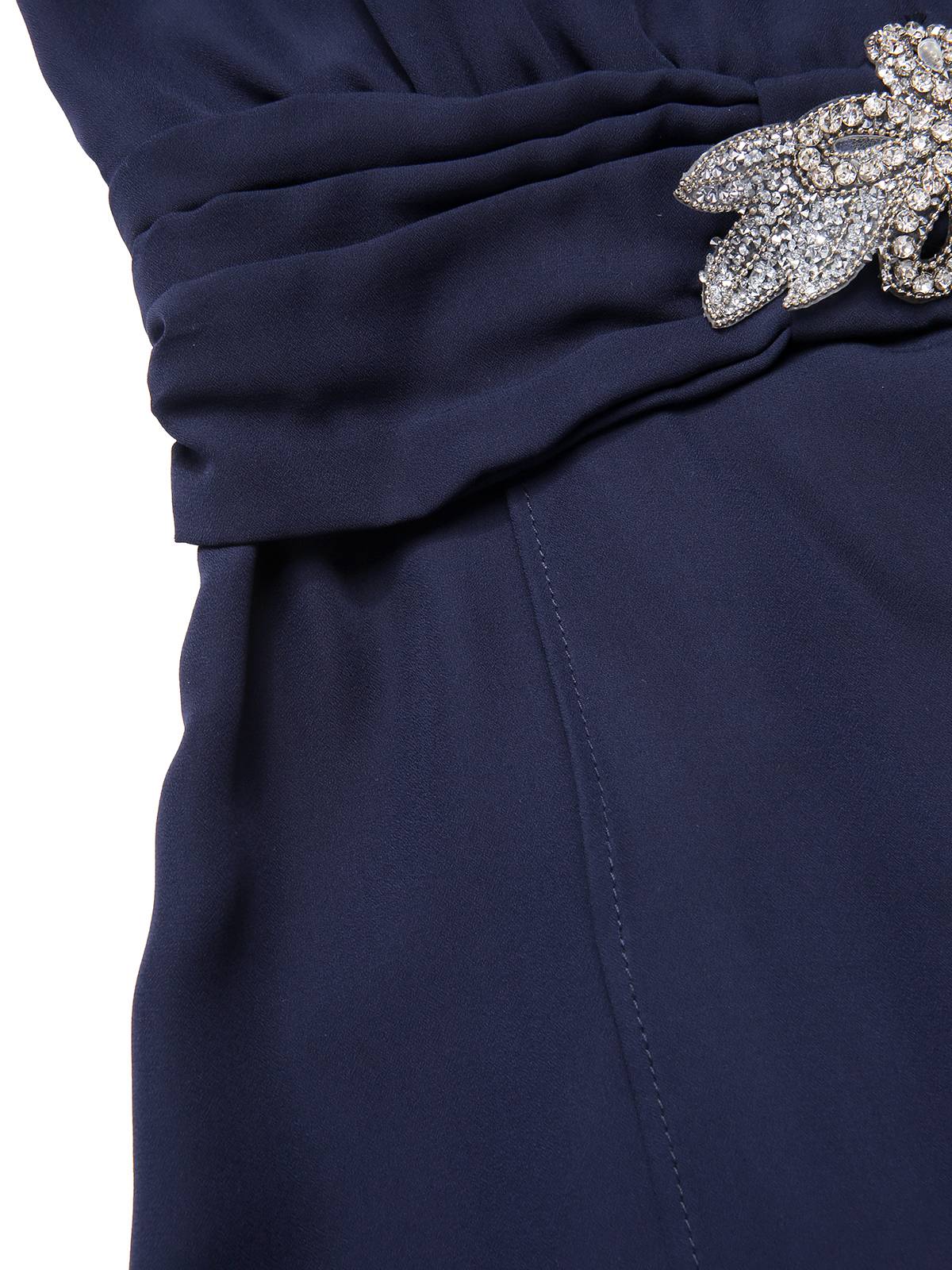 Blau 1920er Spitze Patchwork Strassstein Kleid - Image 8