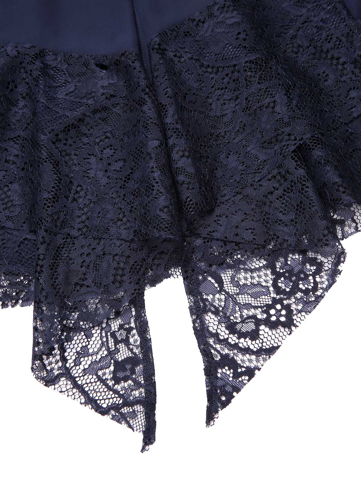 Blau 1920er Spitze Patchwork Strassstein Kleid - Image 9