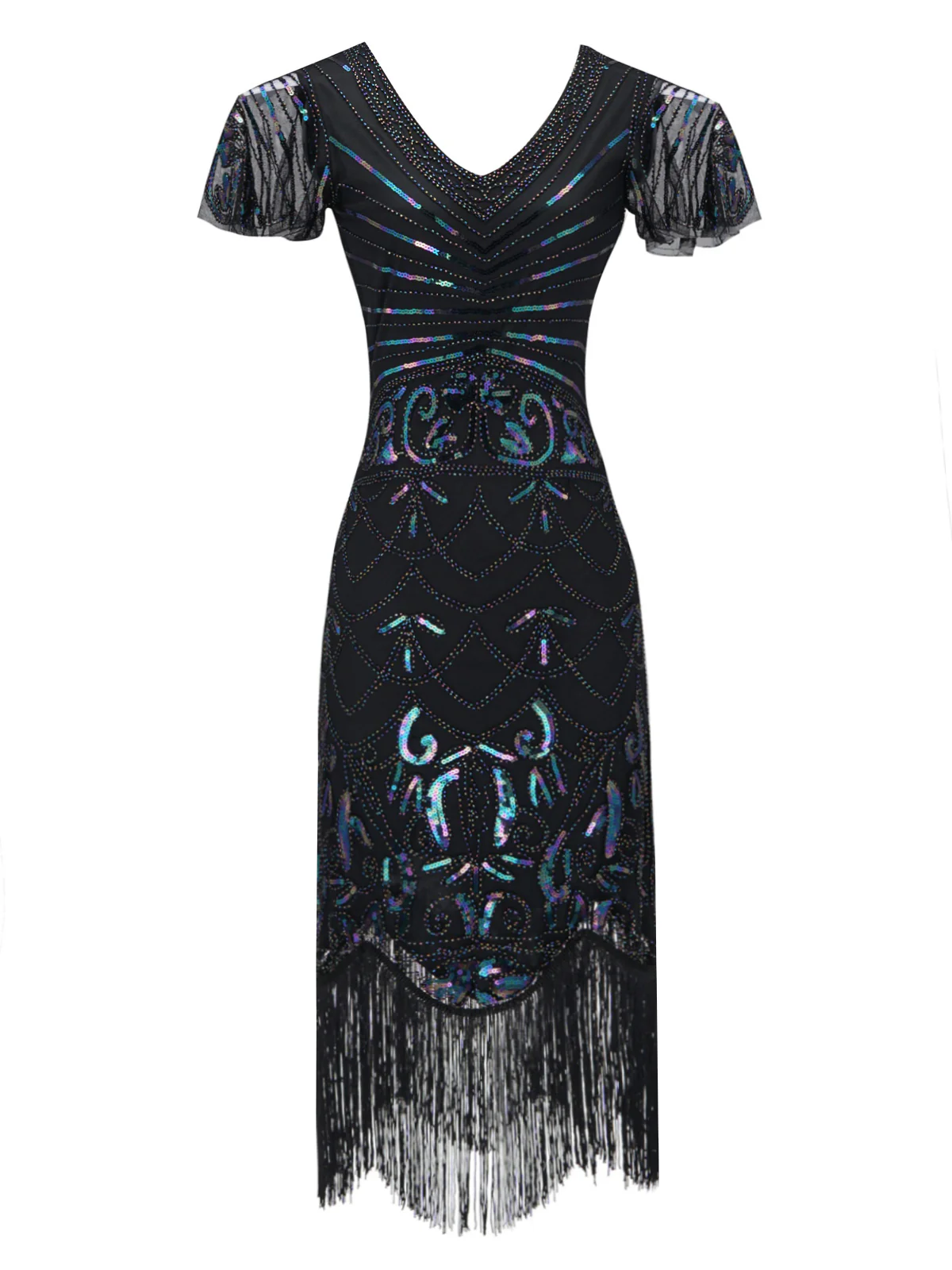 BLAU 1920ER VINTAGE FRANSEN FLAPPER KLEID - Image 12