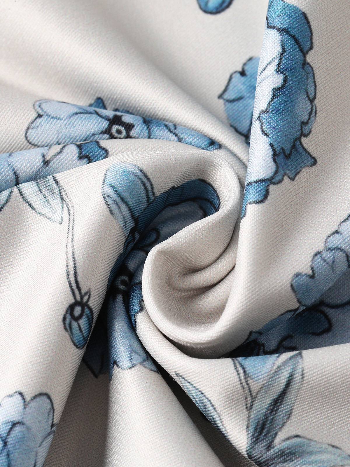 Blau 1930er Blumen Spaghetti Träger Maxi Kleid - Image 11