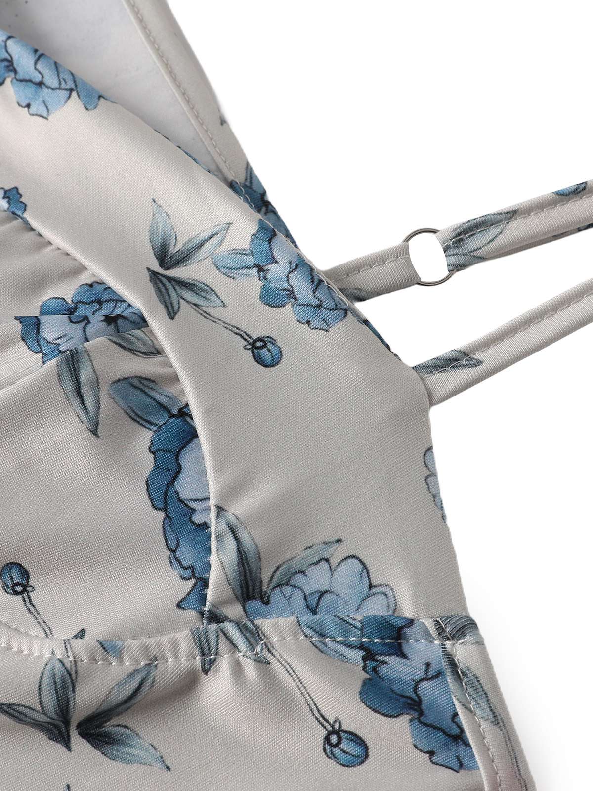Blau 1930er Blumen Spaghetti Träger Maxi Kleid - Image 5