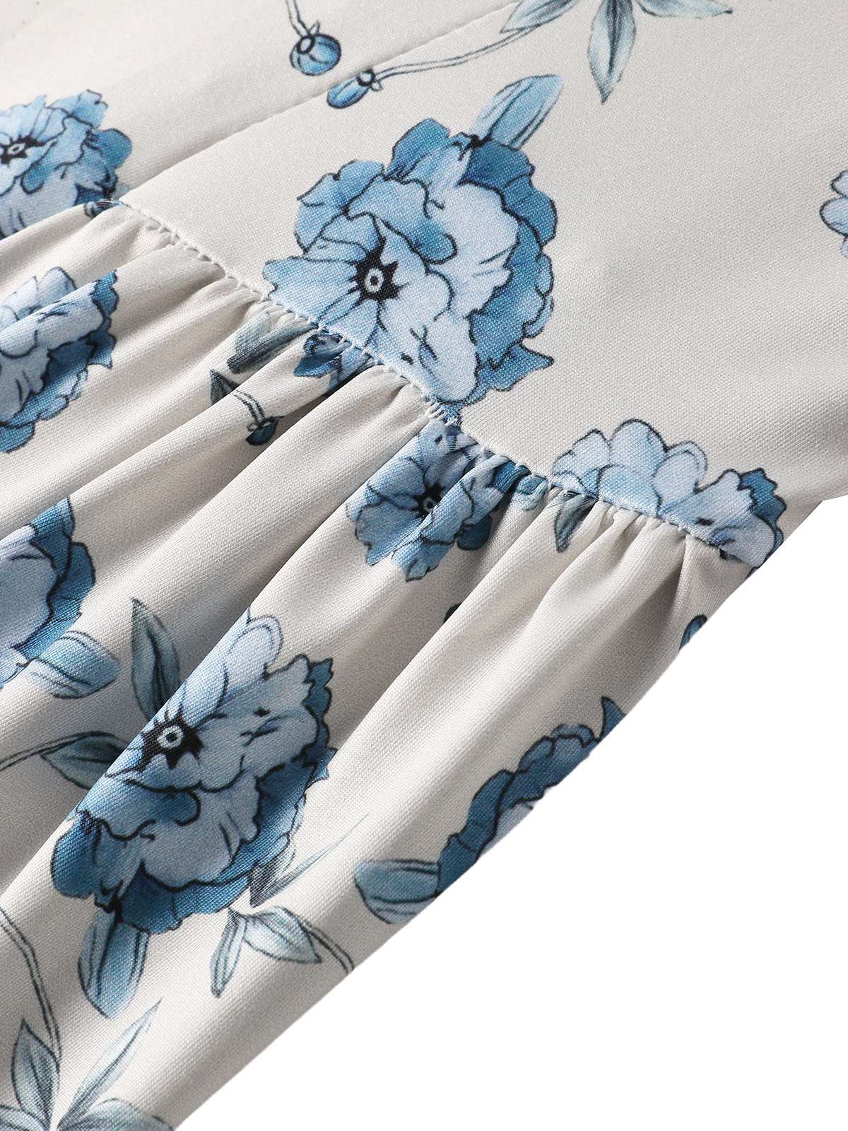 Blau 1930er Blumen Spaghetti Träger Maxi Kleid - Image 7