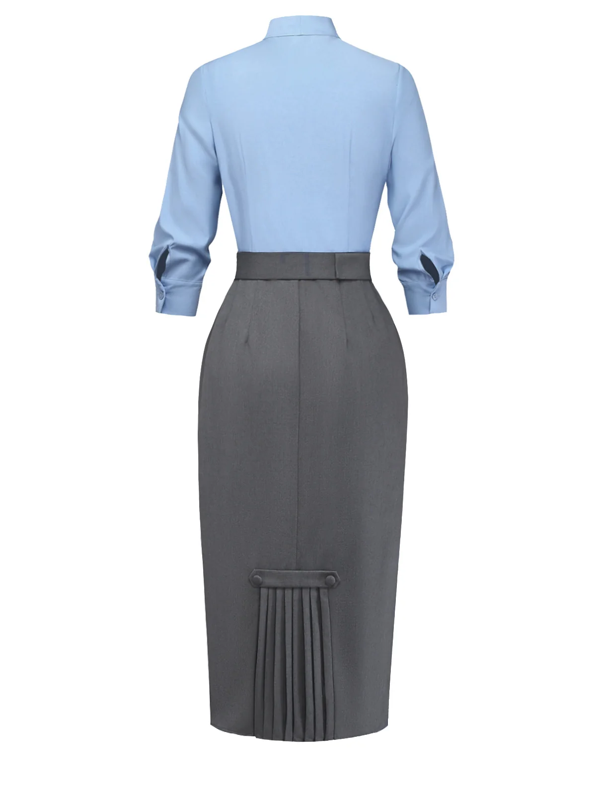 Blau 1930er Bogen Schleife Gürtel Bleistift Kleid - Image 5
