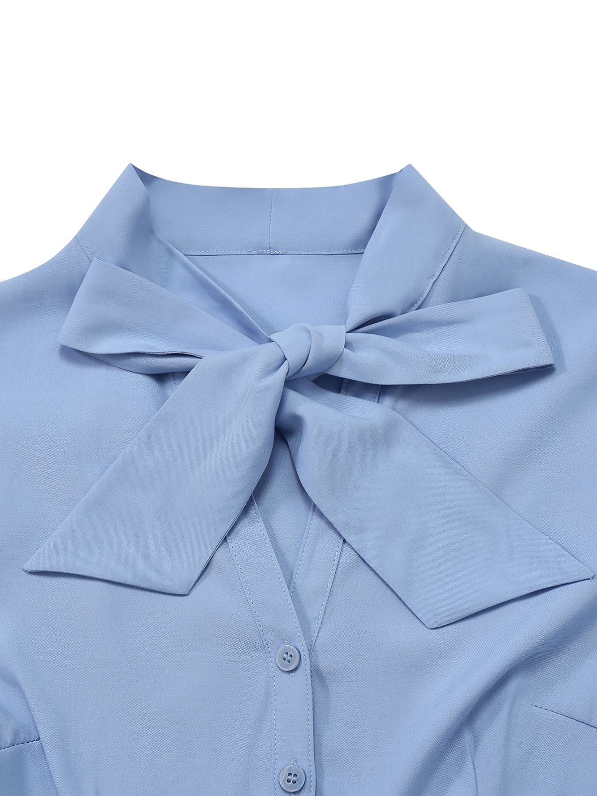 Blau 1930er Bogen Schleife Gürtel Bleistift Kleid - Image 6