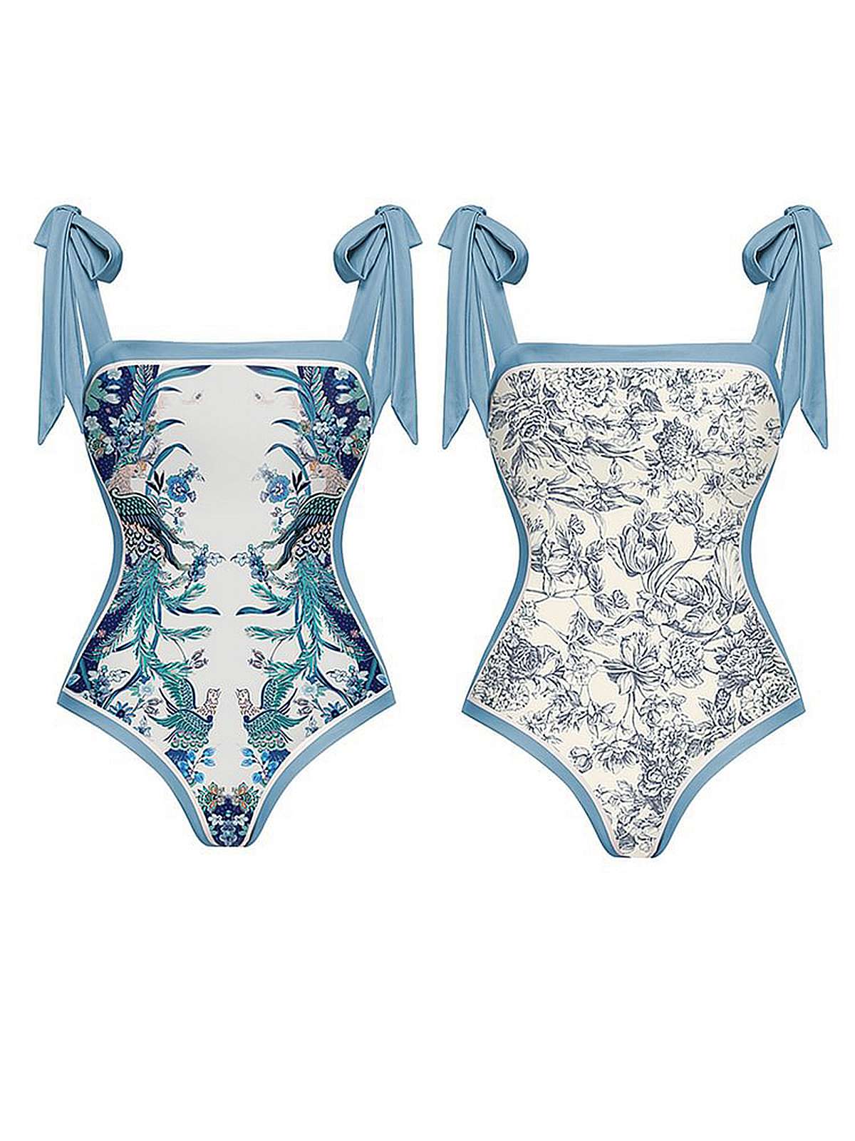 Blau 1930er Gurt Reversibel Badeanzug - Image 3