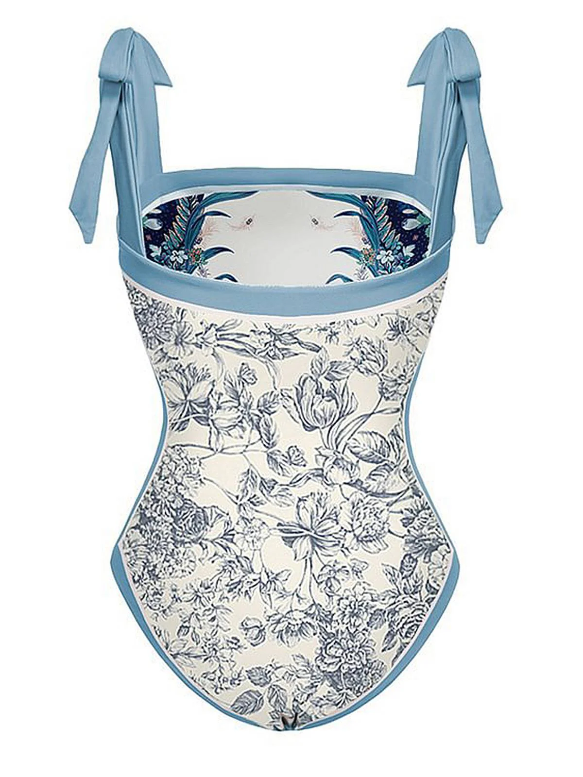 Blau 1930er Gurt Reversibel Badeanzug - Image 4