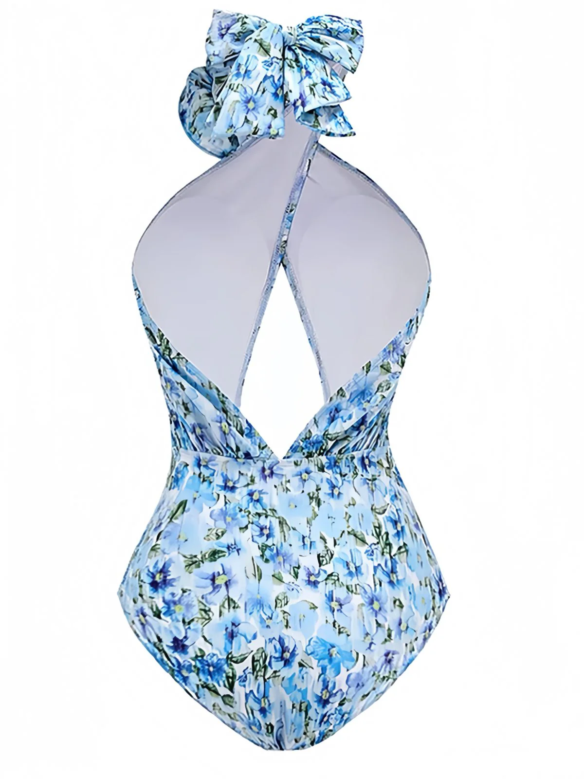 Blau 1930er Halter Blumen 3D-Rose Badeanzug - Image 2