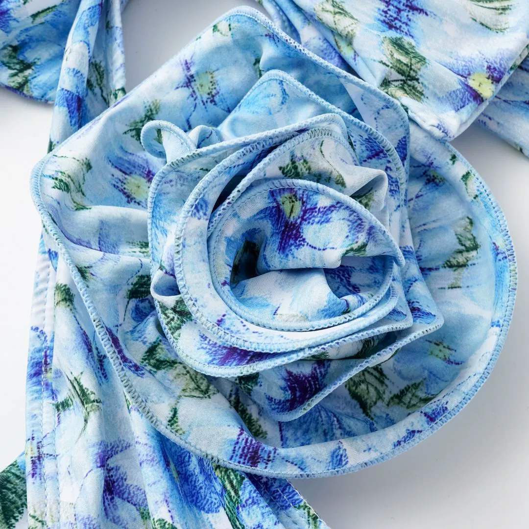 Blau 1930er Halter Blumen 3D-Rose Badeanzug - Image 3