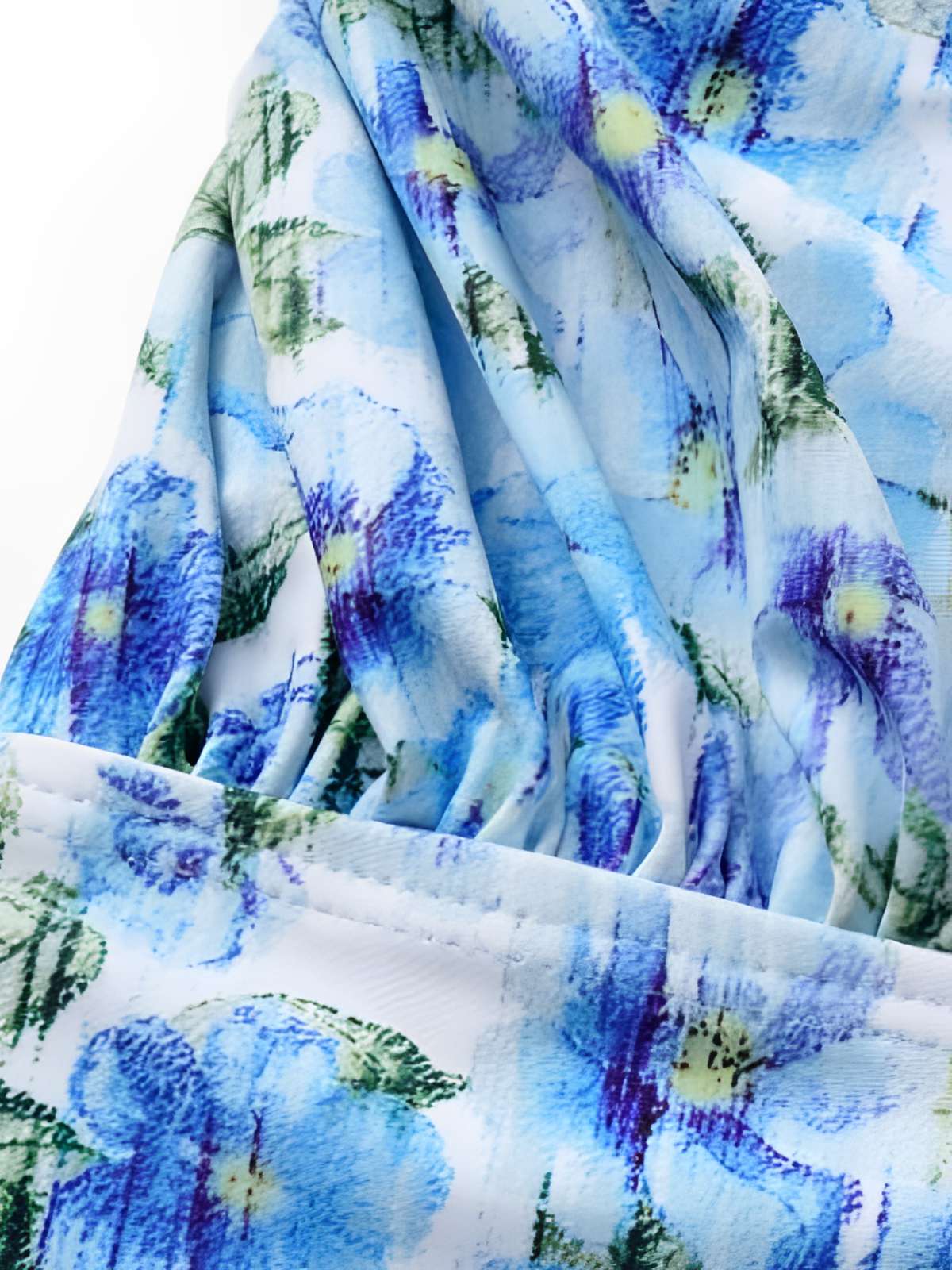 Blau 1930er Halter Blumen 3D-Rose Badeanzug - Image 4