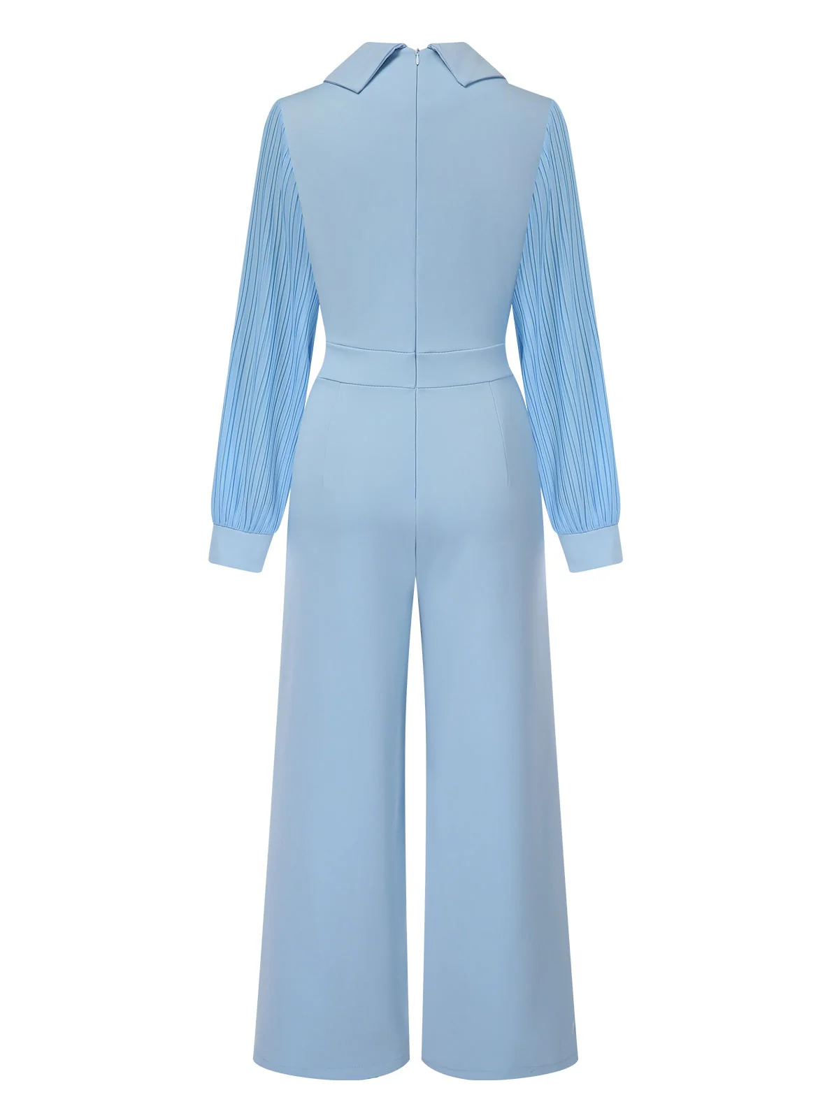 Blau 1930er Kerbkragen Patchwork Jumpsuit - Image 2