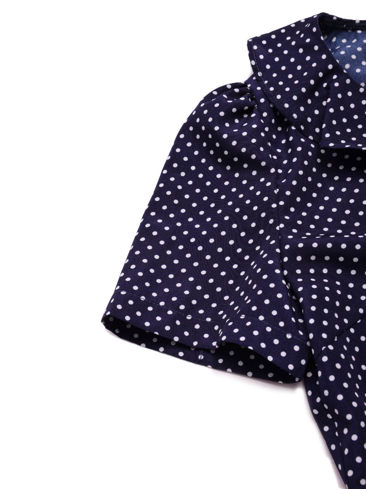 Blau 1930er Polka Dot Rüschen Kragen Fischschwanzkleid - Image 6
