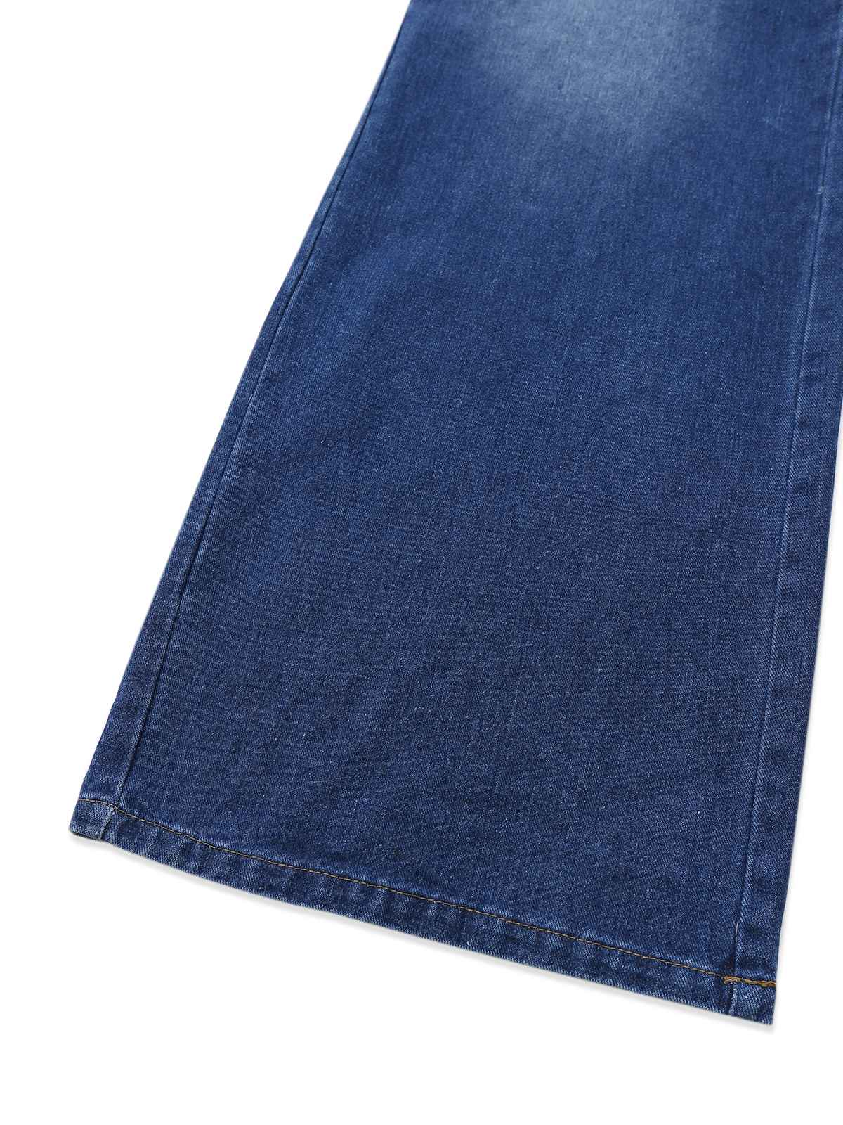 Blau 1930er Revers Ärmellos Weites Bein Denim Jumpsuit - Image 3