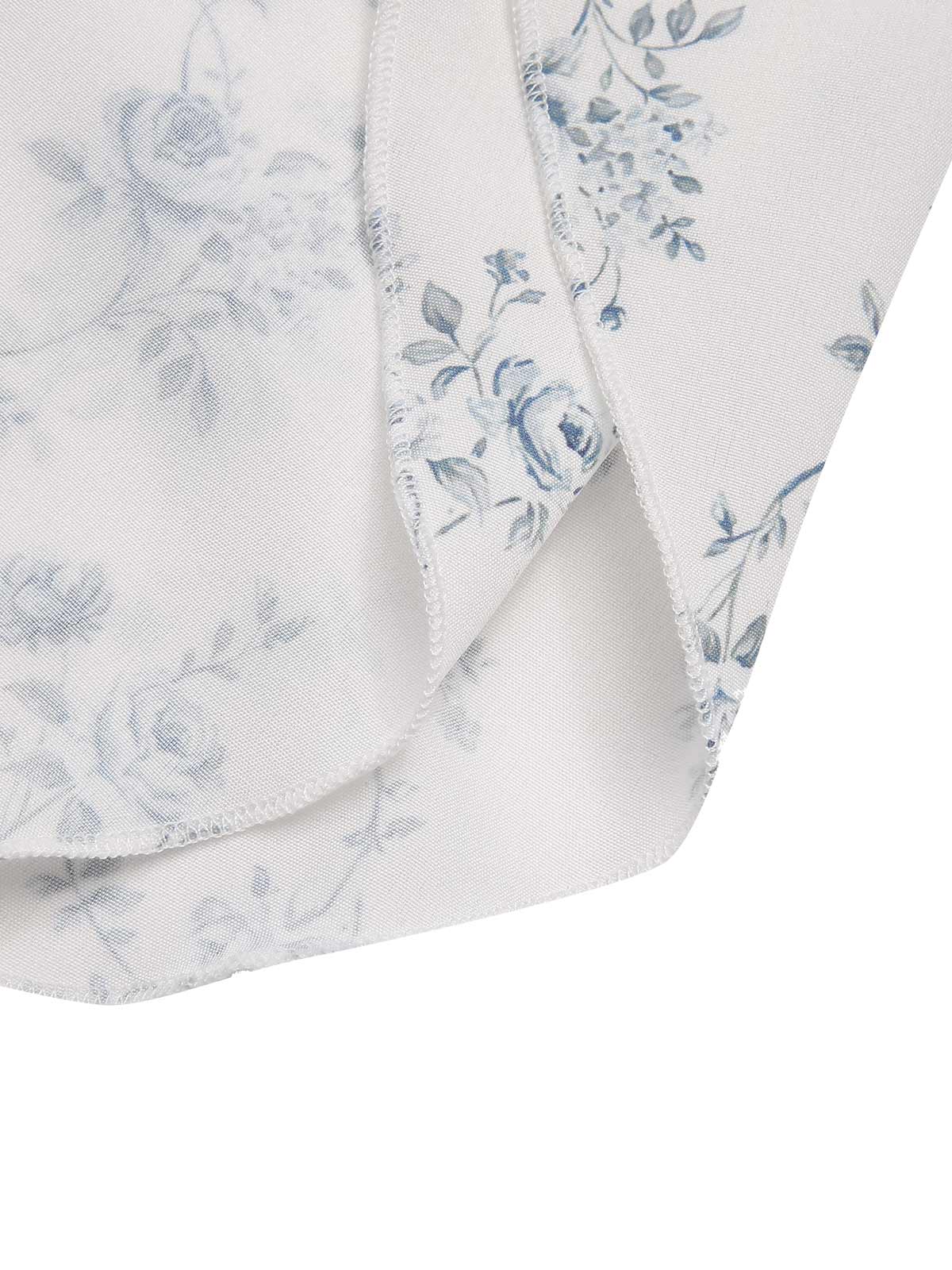 Blau 1930er Schulterfrei Blumen Rüschen Kleid - Image 9