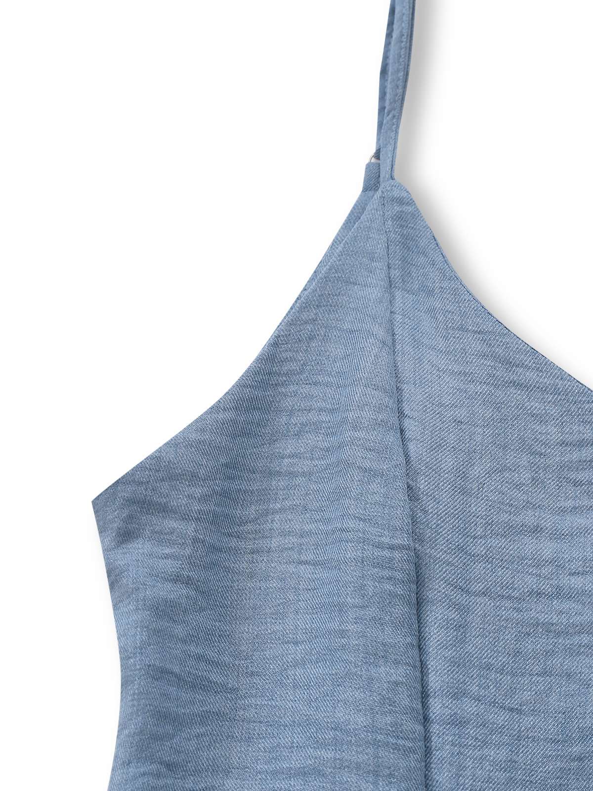 Blau 1930er Solide Tiefer V Gestuft Gerafft Jumpsuit - Image 4