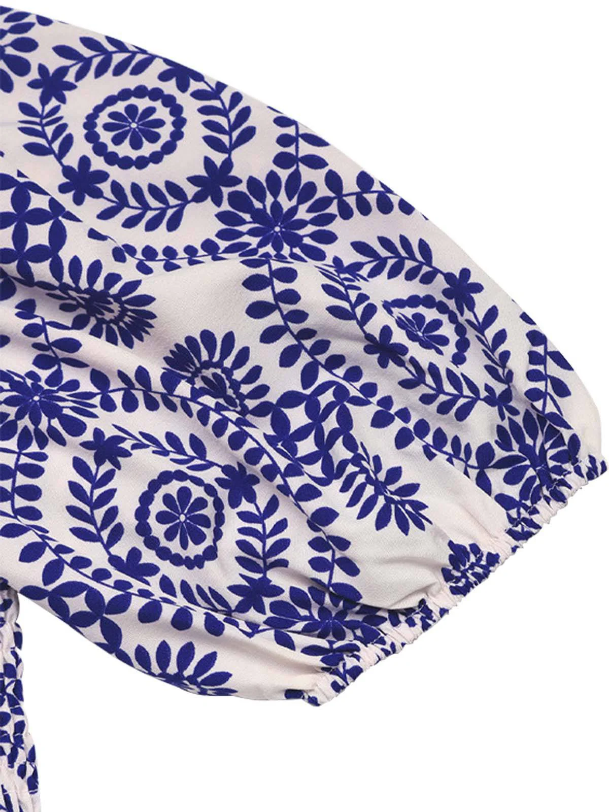 Blau 1930er Stammesdrucke Quadratischer Hals Romper - Image 4