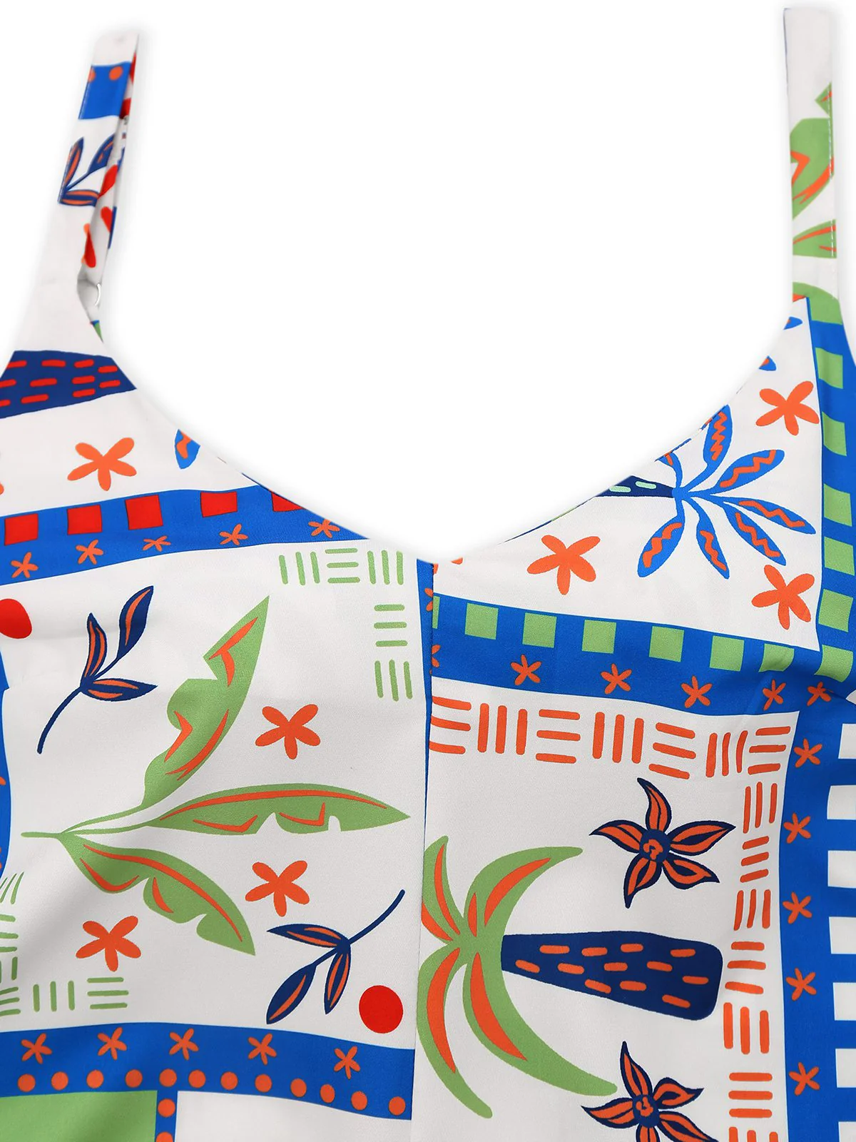 Blau 1930er Strand-Druck Ärmellos Jumpsuit - Image 3
