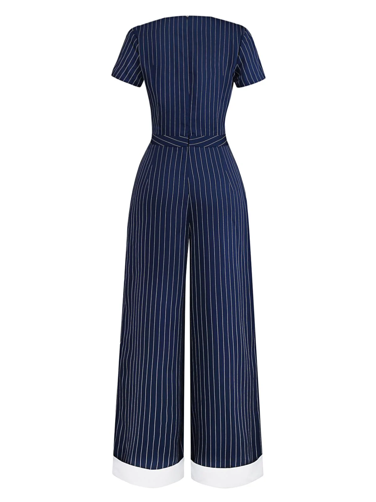 Blau 1930er Streifen Revers Jumpsuit - Image 4