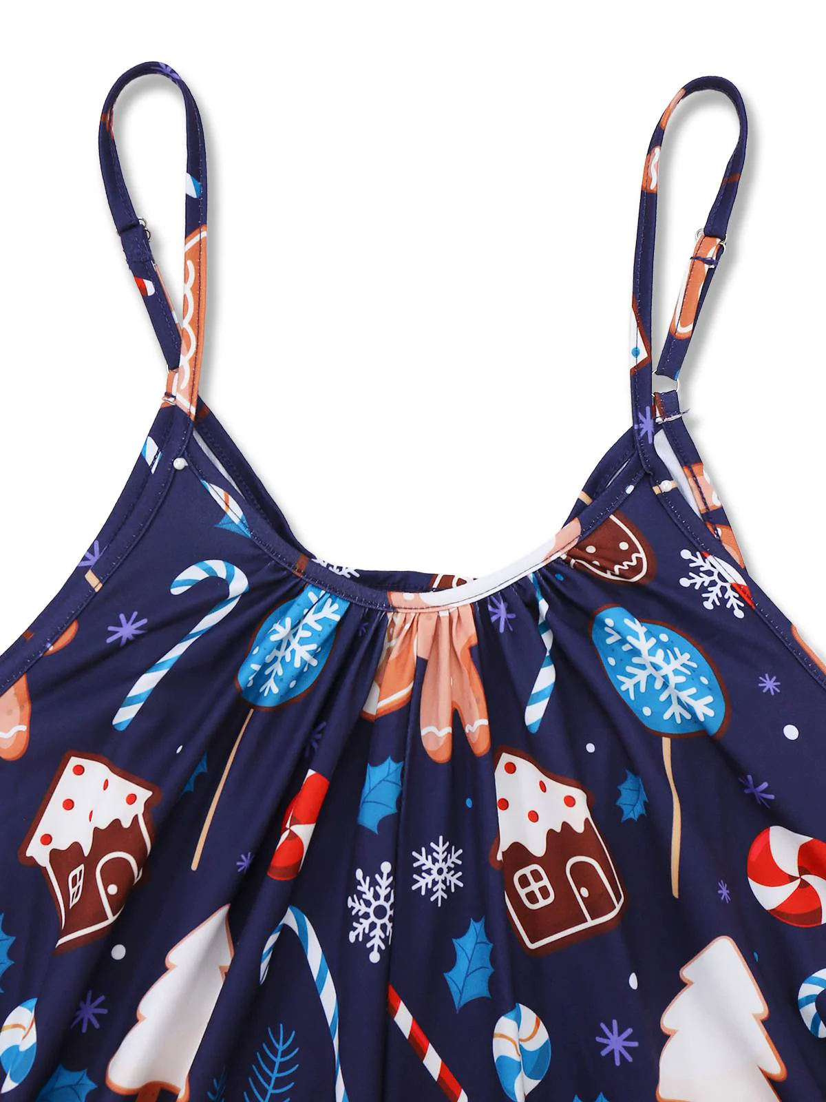 Blau 1930er Weihnachten Elemente Gedruckt Träger Jumpsuit - Image 4