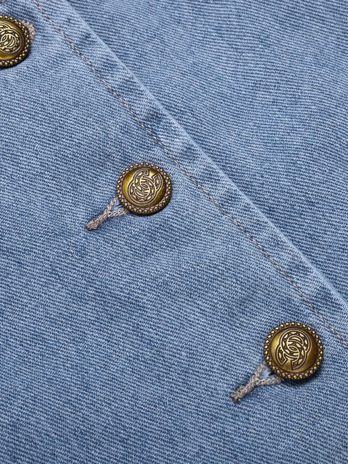 Blau 1940er Ärmellos Denim Weste - Image 4
