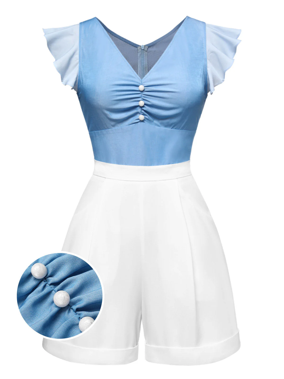 Blau 1940er Aschenputtel Rüschen Romper - Image 2