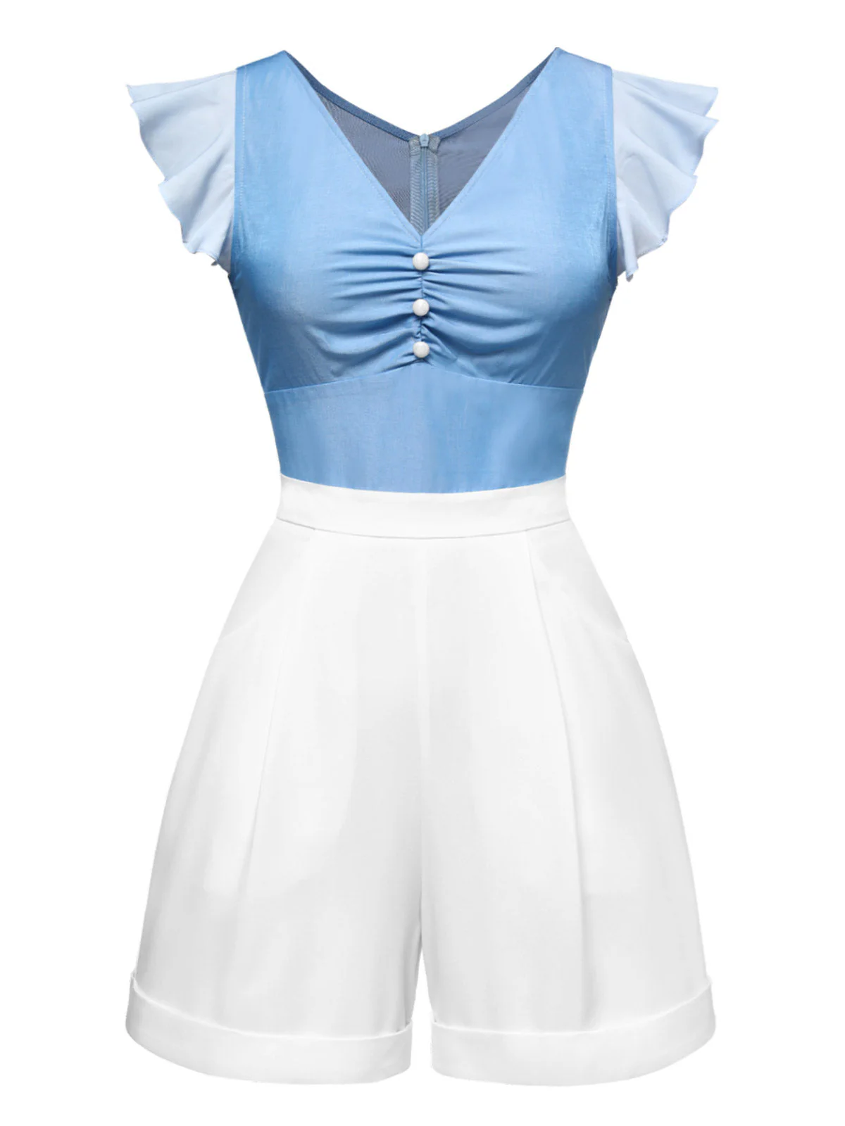 Blau 1940er Aschenputtel Rüschen Romper - Image 3