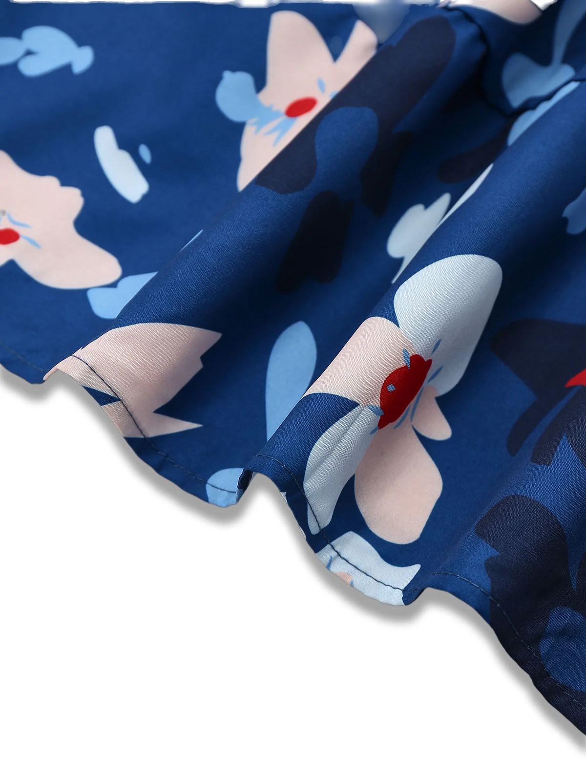 Blau 1940er Blumen Puffärmel Schulterfrei Kleid - Image 5