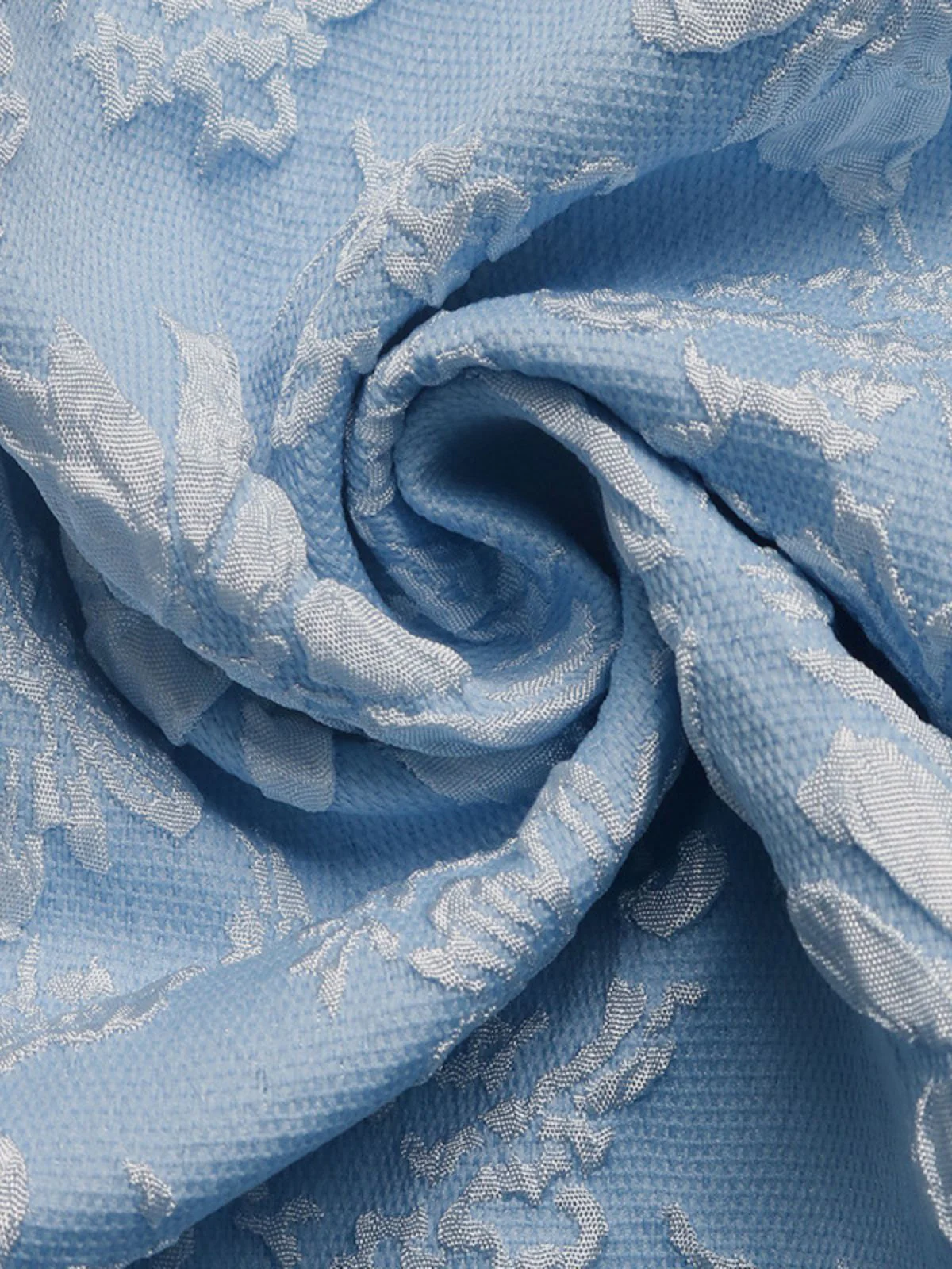 Blau 1940er Karree Ausschnitt Empire-Taille Jacquard Gesmoktes Kleid - Image 6