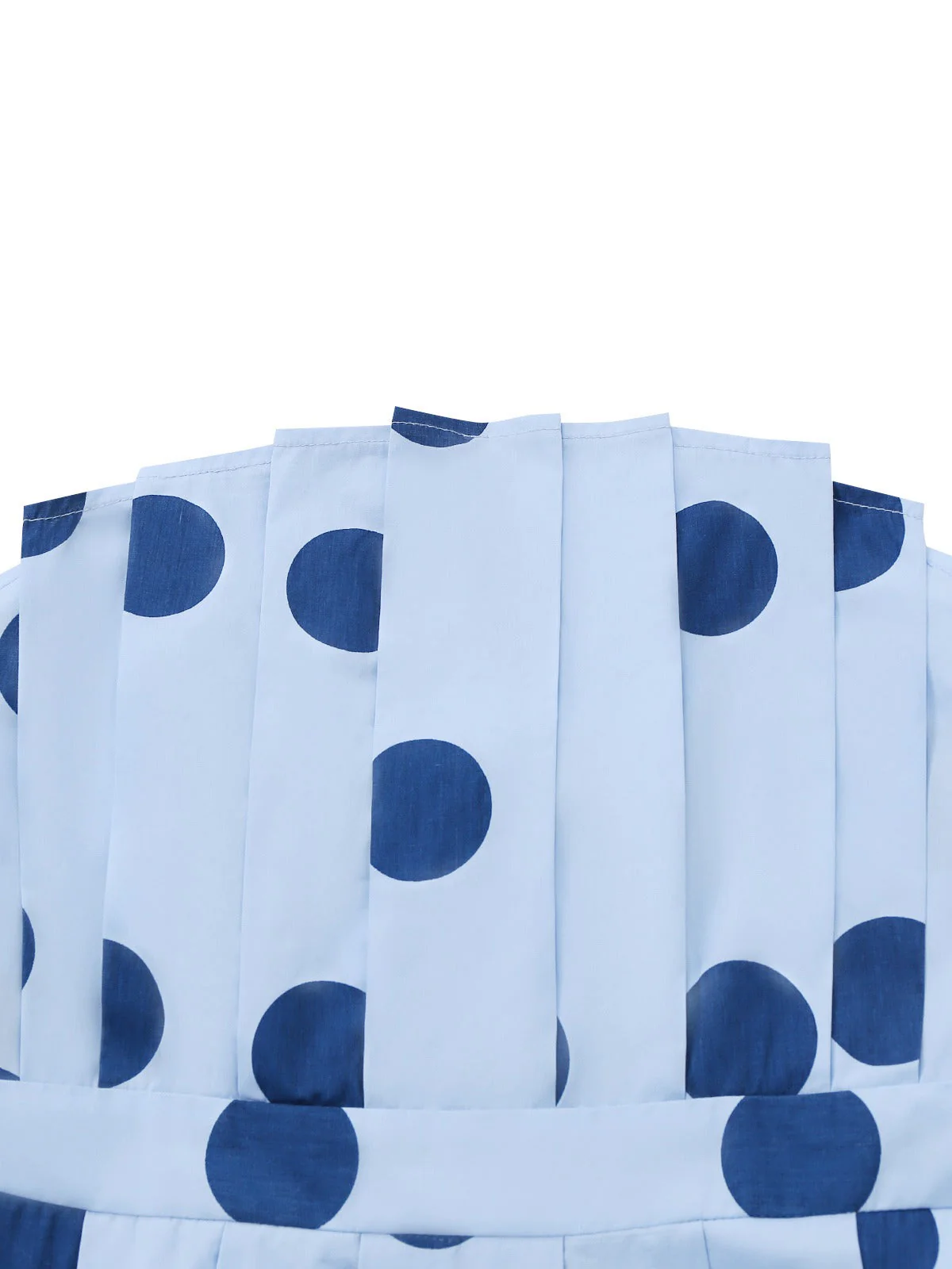 Blau 1940er Polka Punkte Trägerlos Plissiertes Kleid - Image 4