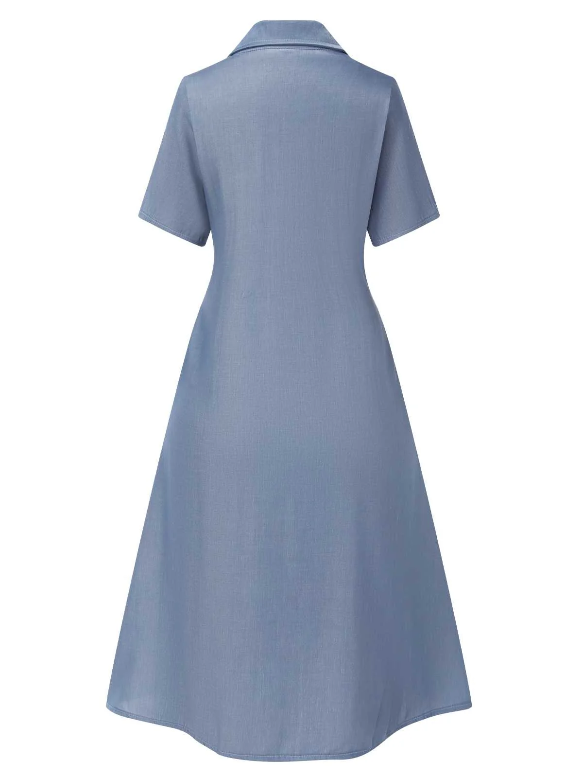 Blau 1940er Revers Knöpfen Blumen Kleid - Image 3
