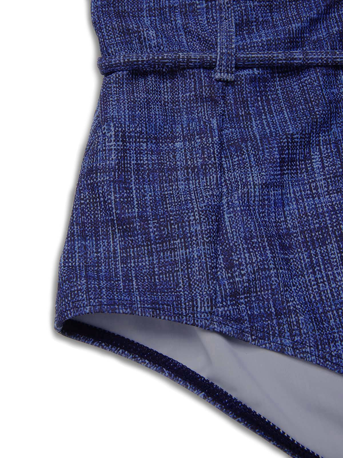 Blau 1940er Schnürung Halter Schein-Denim Bikini Set - Image 5