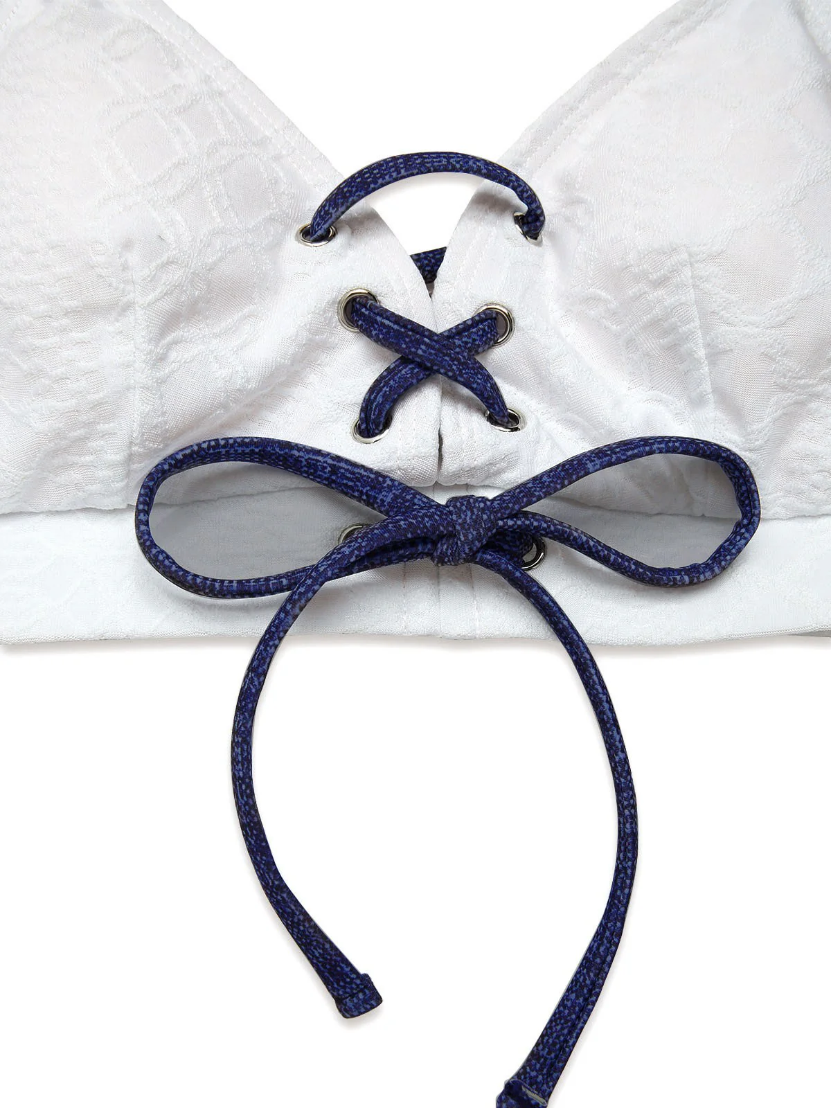 Blau 1940er Schnürung Halter Schein-Denim Bikini Set - Image 6
