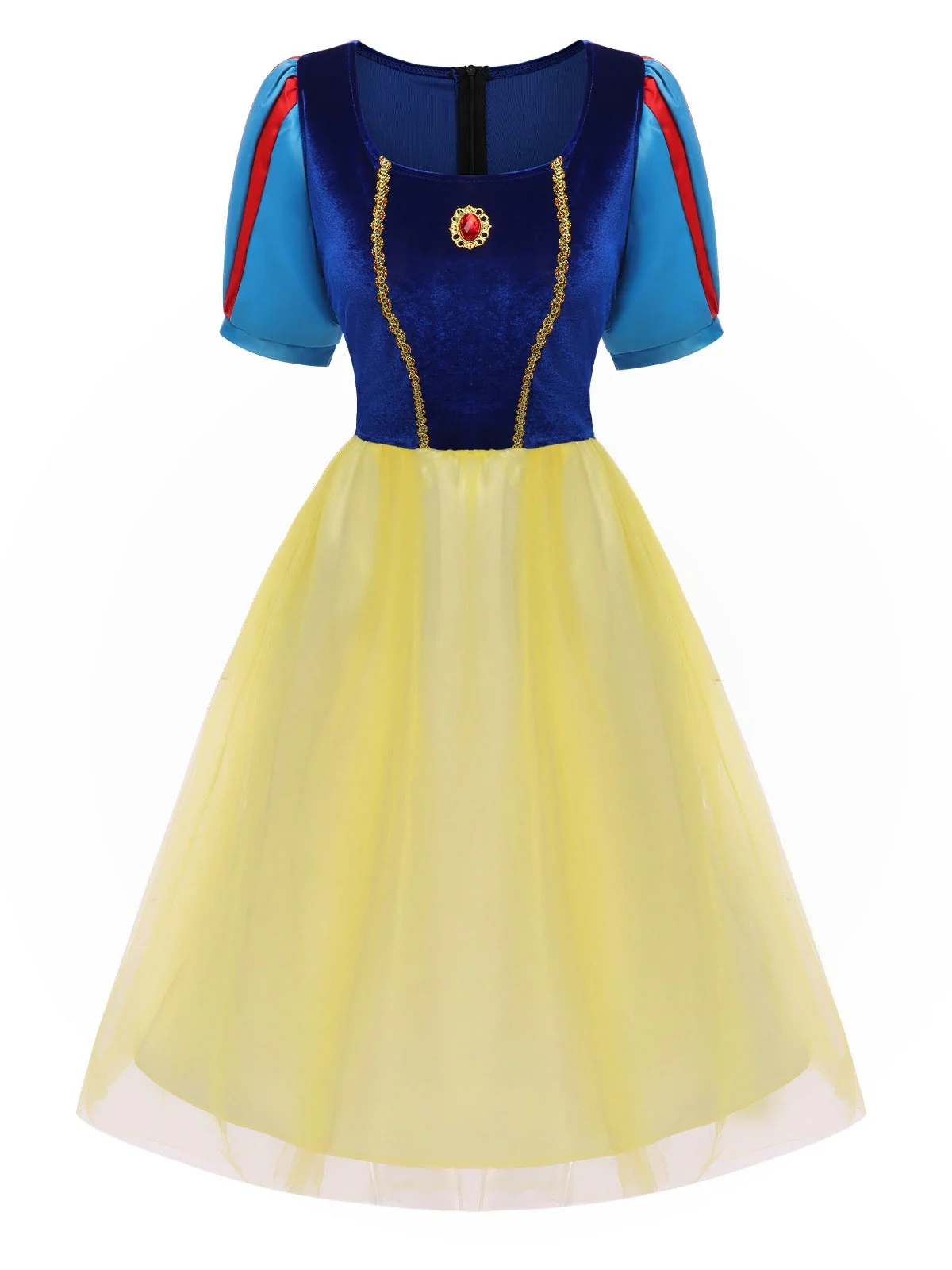 Blau 1940er Schneewittchen Kostüm Schnee Weiß Stil Netz Kleid - Image 2