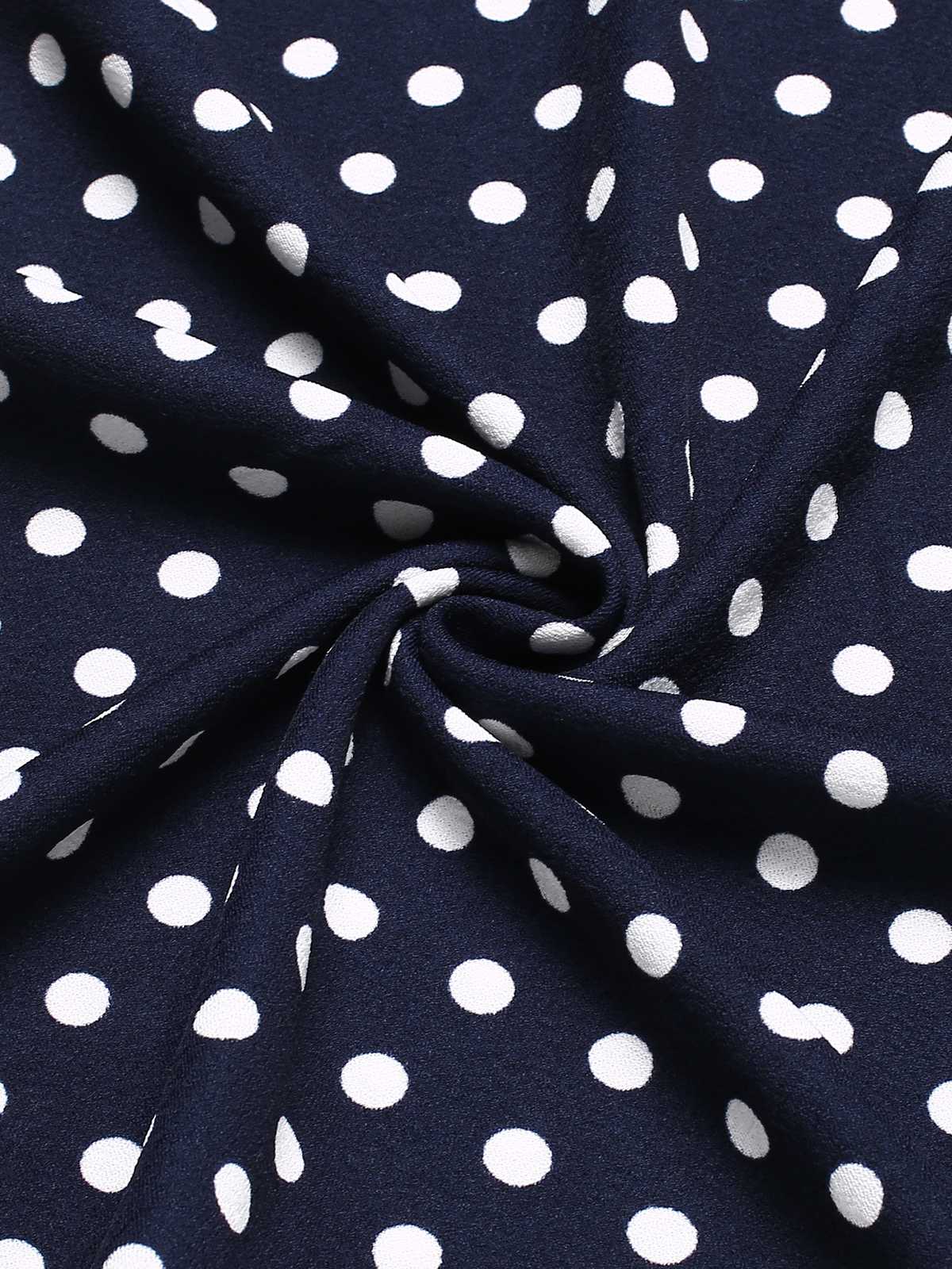 Blau 1940er Spitze Patchwork Polka Dots Kleid - Image 4