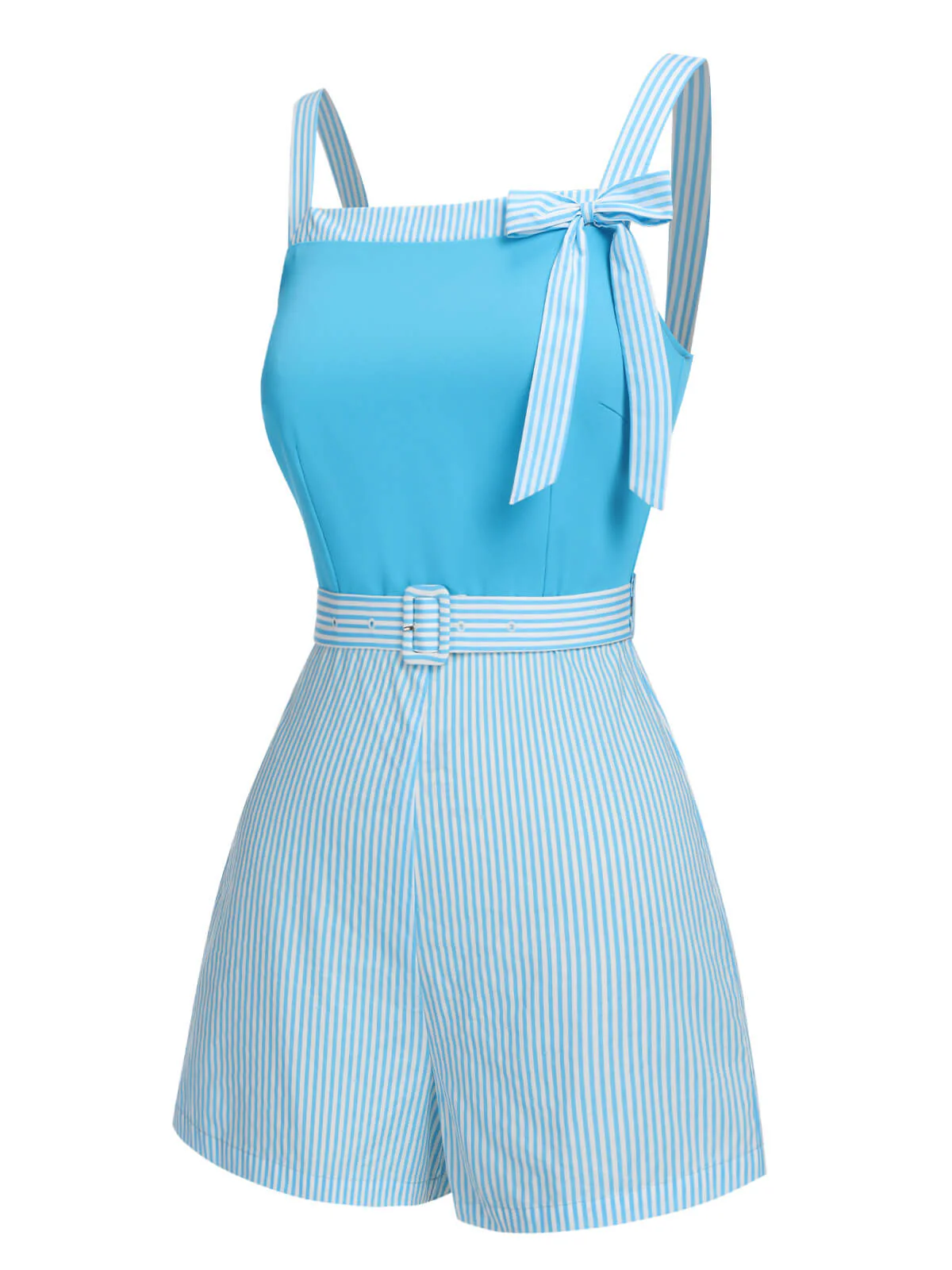 Blau 1940er Streifen Breit-Träger Romper - Image 3