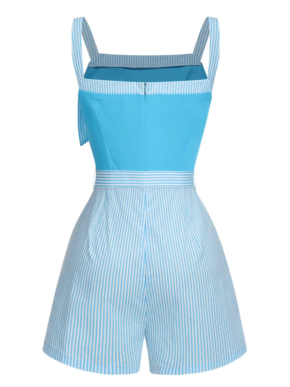 Blau 1940er Streifen Breit-Träger Romper - Image 4