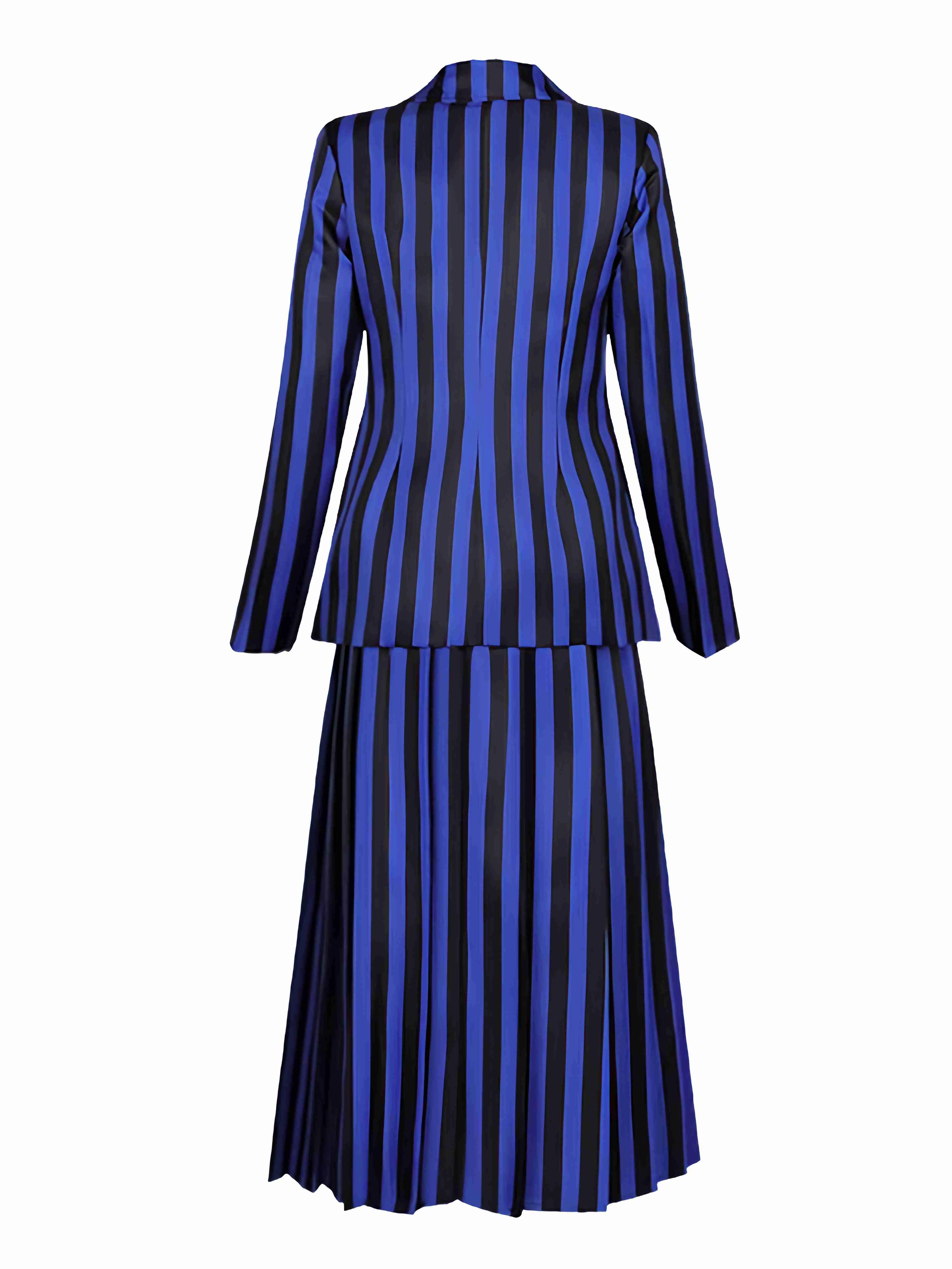 Blau 1940er Streifen Wednesday Addams Uniform Set - Image 3