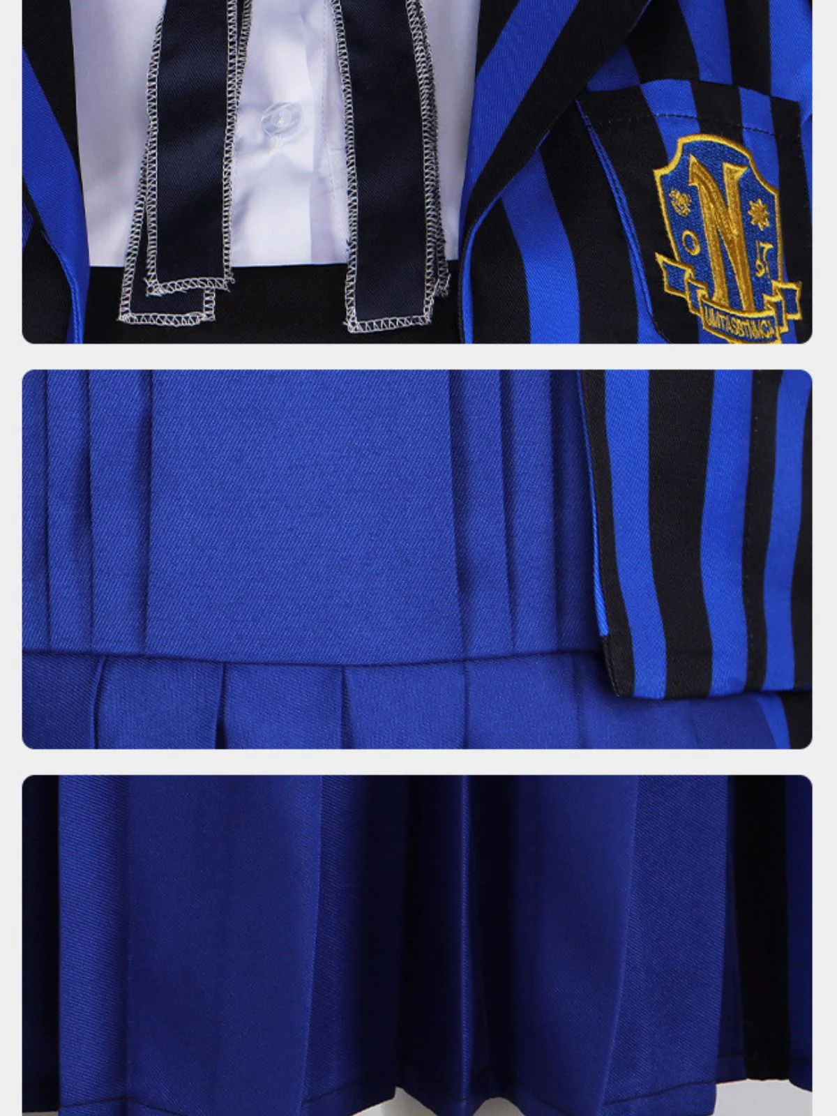 Blau 1940er Streifen Wednesday Enid Uniform Set - Image 3