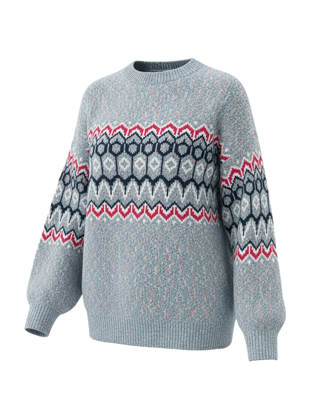 Blau 1940er Unregelmäßiger Druck Weihnachten Pullover - Image 2