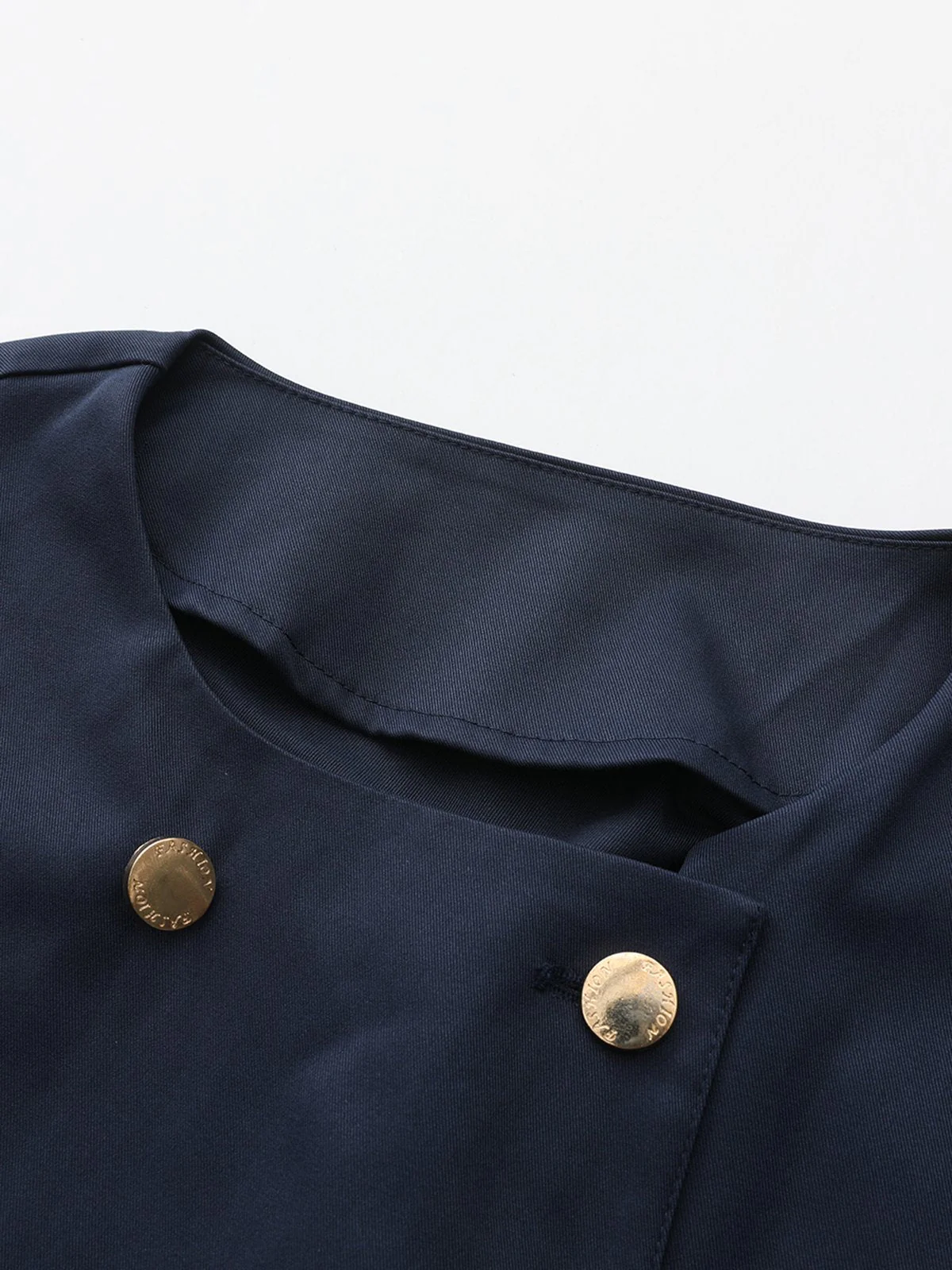 Blau 1940er Zweireihiger Rundhals Trench Mantel - Image 4