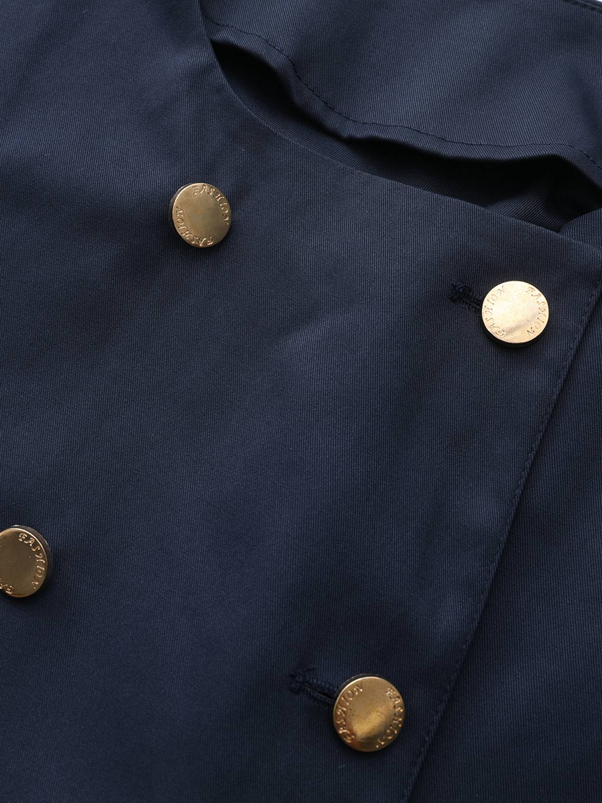 Blau 1940er Zweireihiger Rundhals Trench Mantel - Image 8