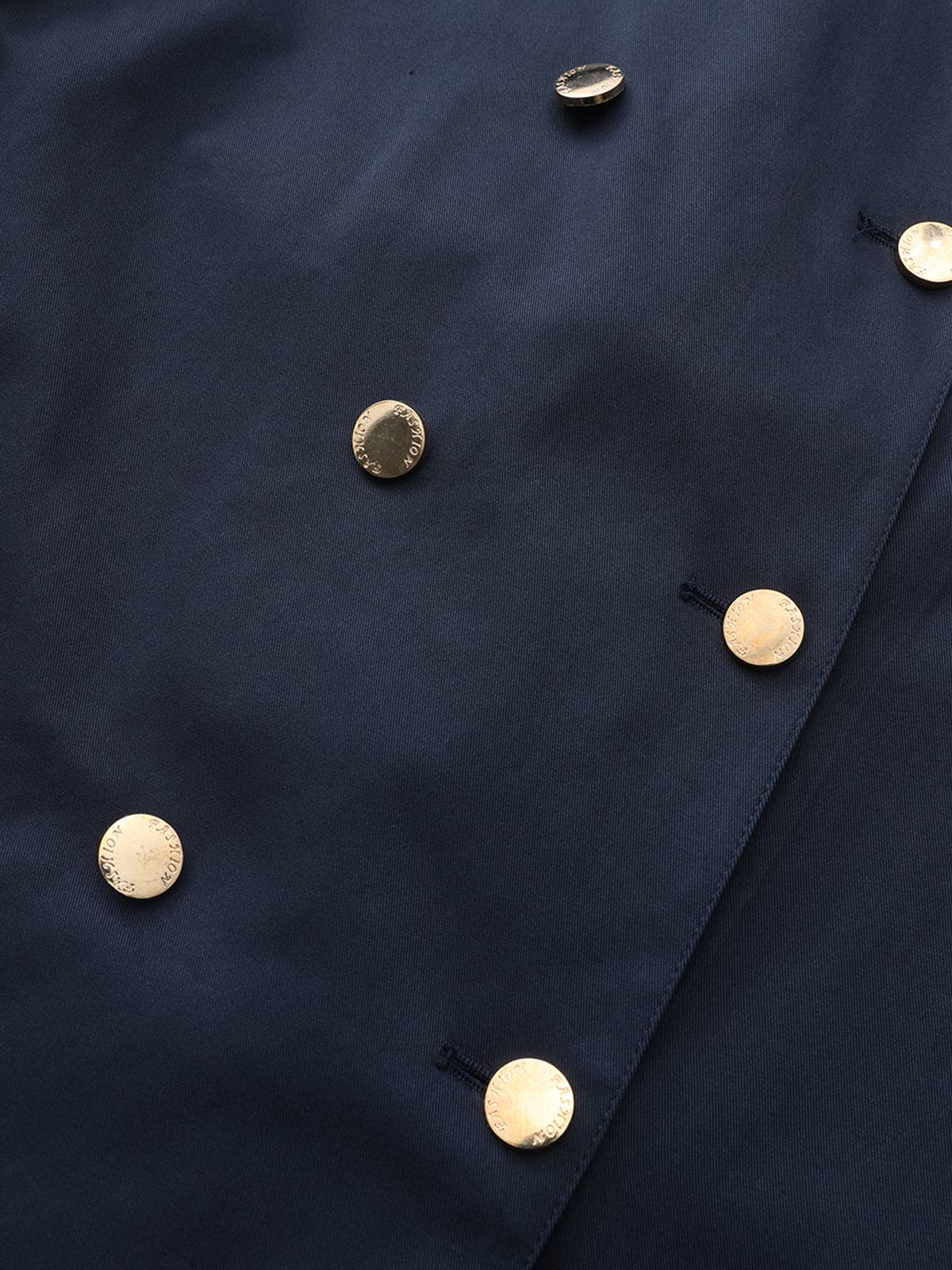 Blau 1940er Zweireihiger Rundhals Trench Mantel - Image 9